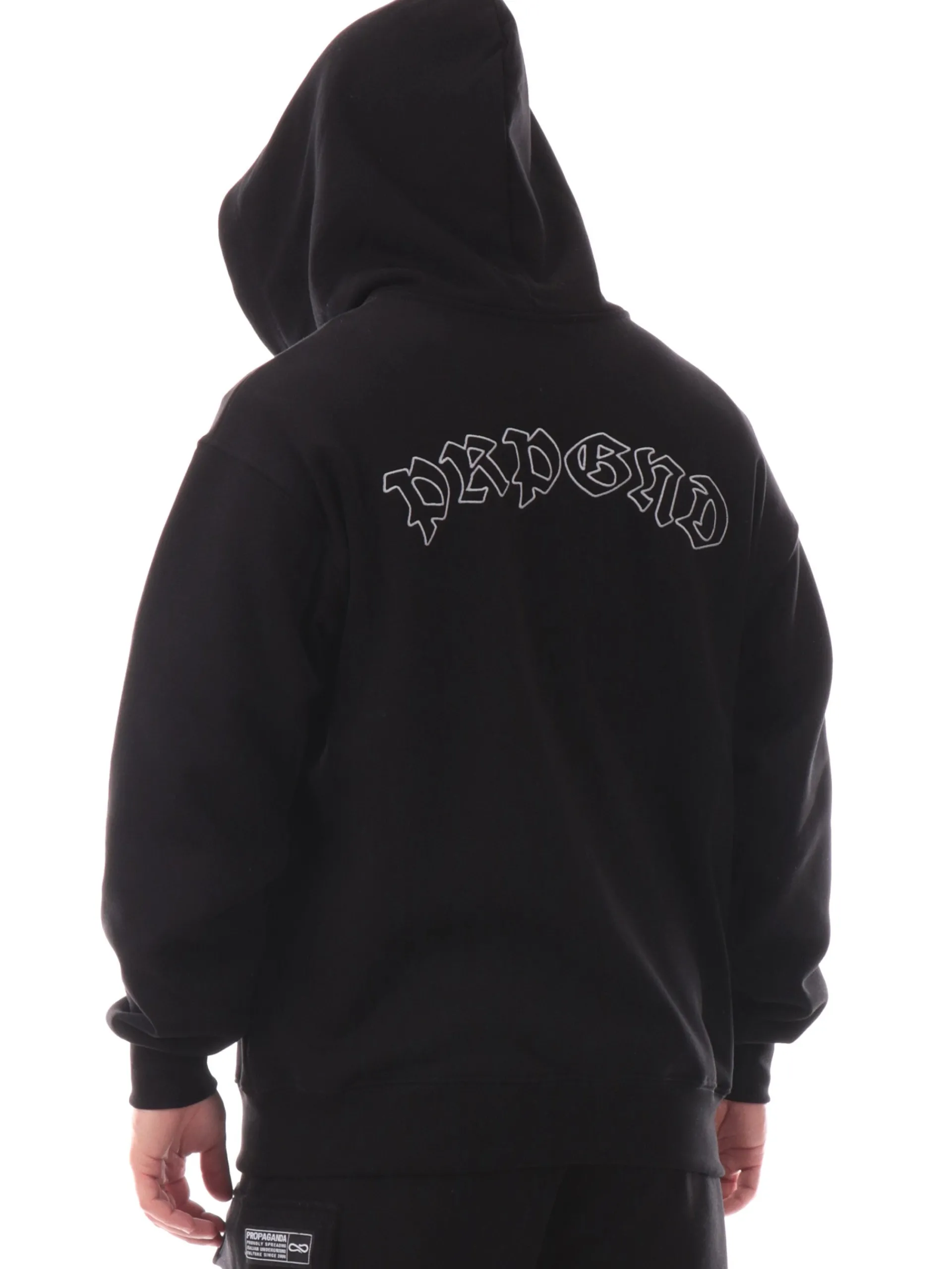 PROPAGANDA Felpe*Felpa nera Capital full zip con cappuccio 25SSPRFE