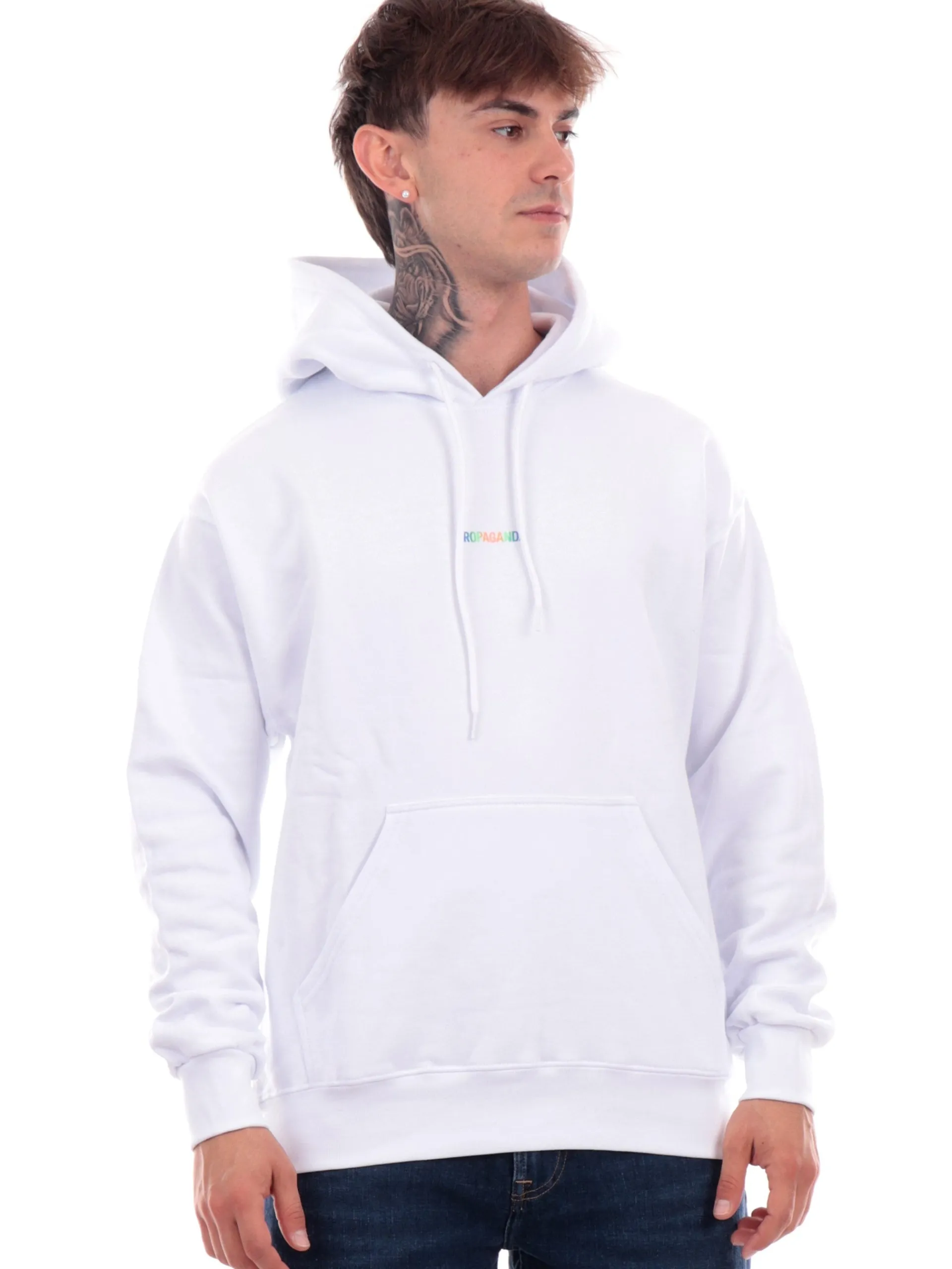 PROPAGANDA Felpe*Felpa Ribs Neon bianca con cappuccio 24FWPRFE