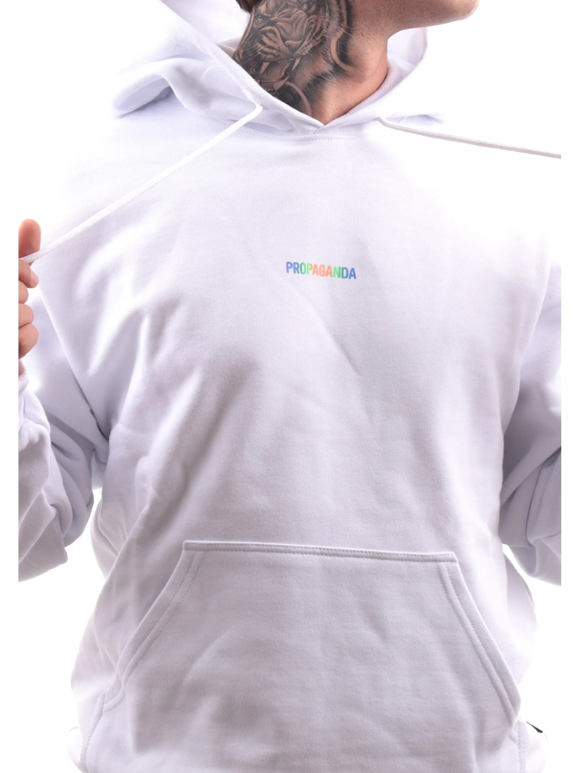 PROPAGANDA Felpe*Felpa Ribs Neon bianca con cappuccio 24FWPRFE