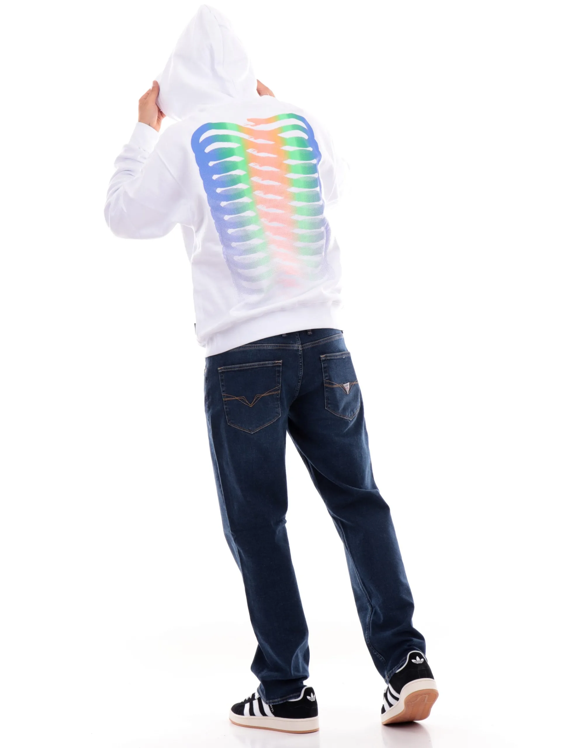 PROPAGANDA Felpe*Felpa Ribs Neon bianca con cappuccio 24FWPRFE