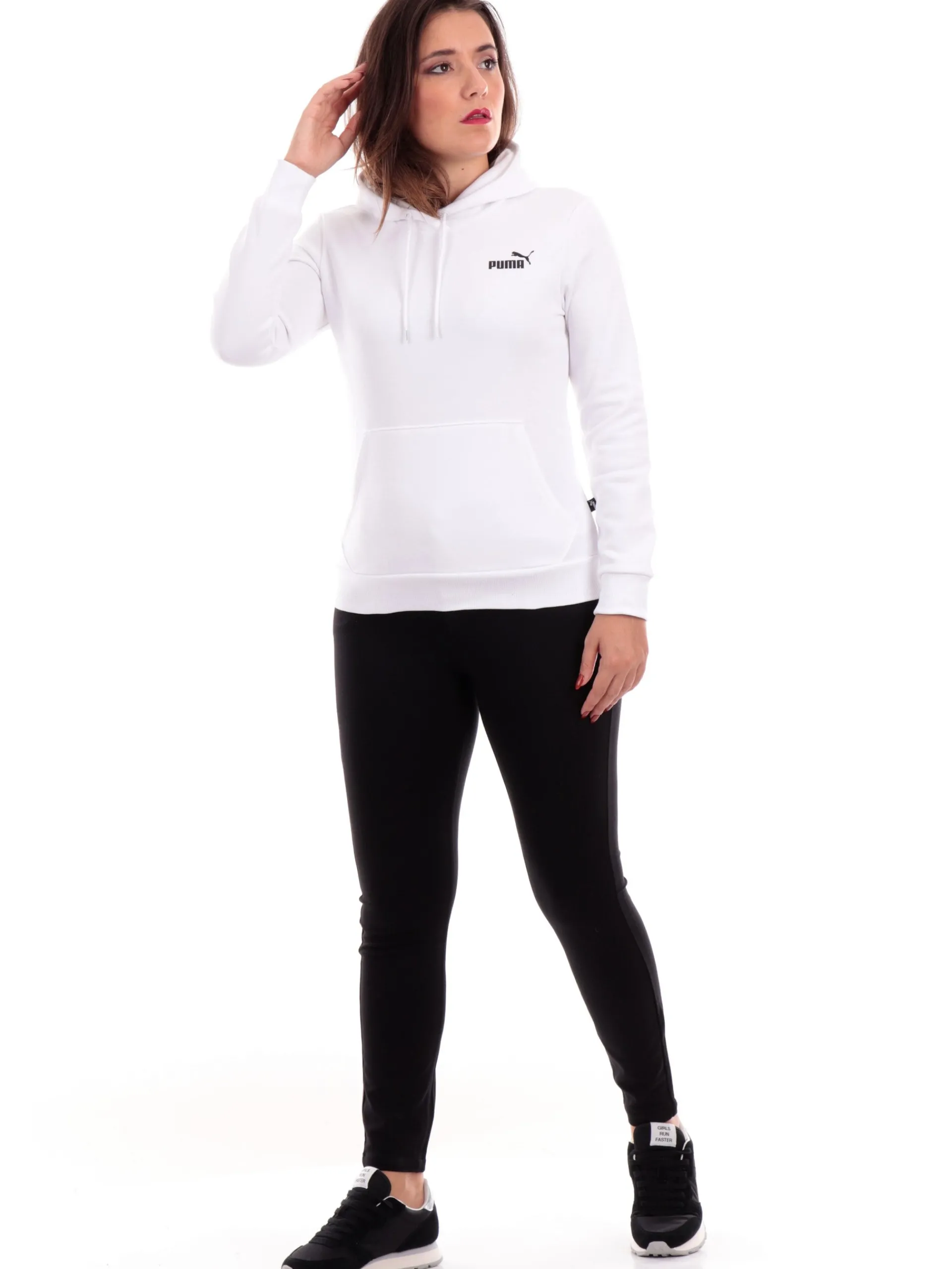 PUMA Felpe*Felpa bianca da donna con cappuccio 586799