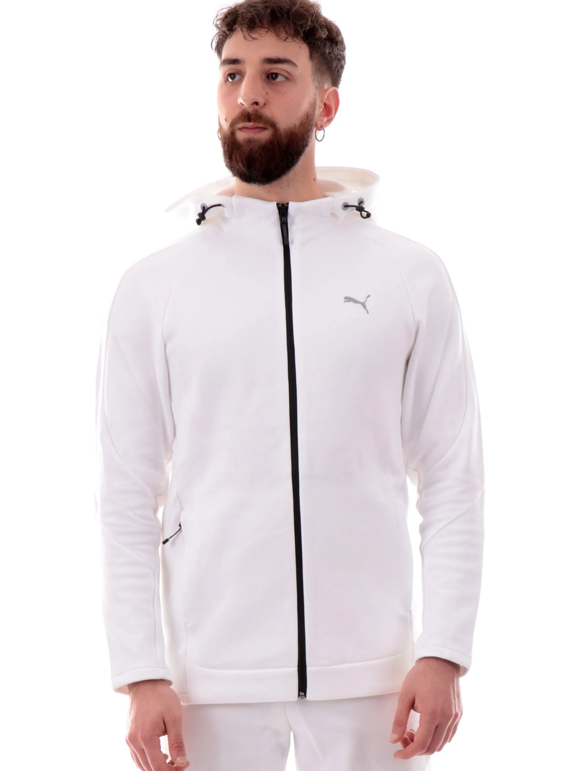 PUMA Felpe*Felpa Evostripe bianca da uomo full zip con cappuccio 684613