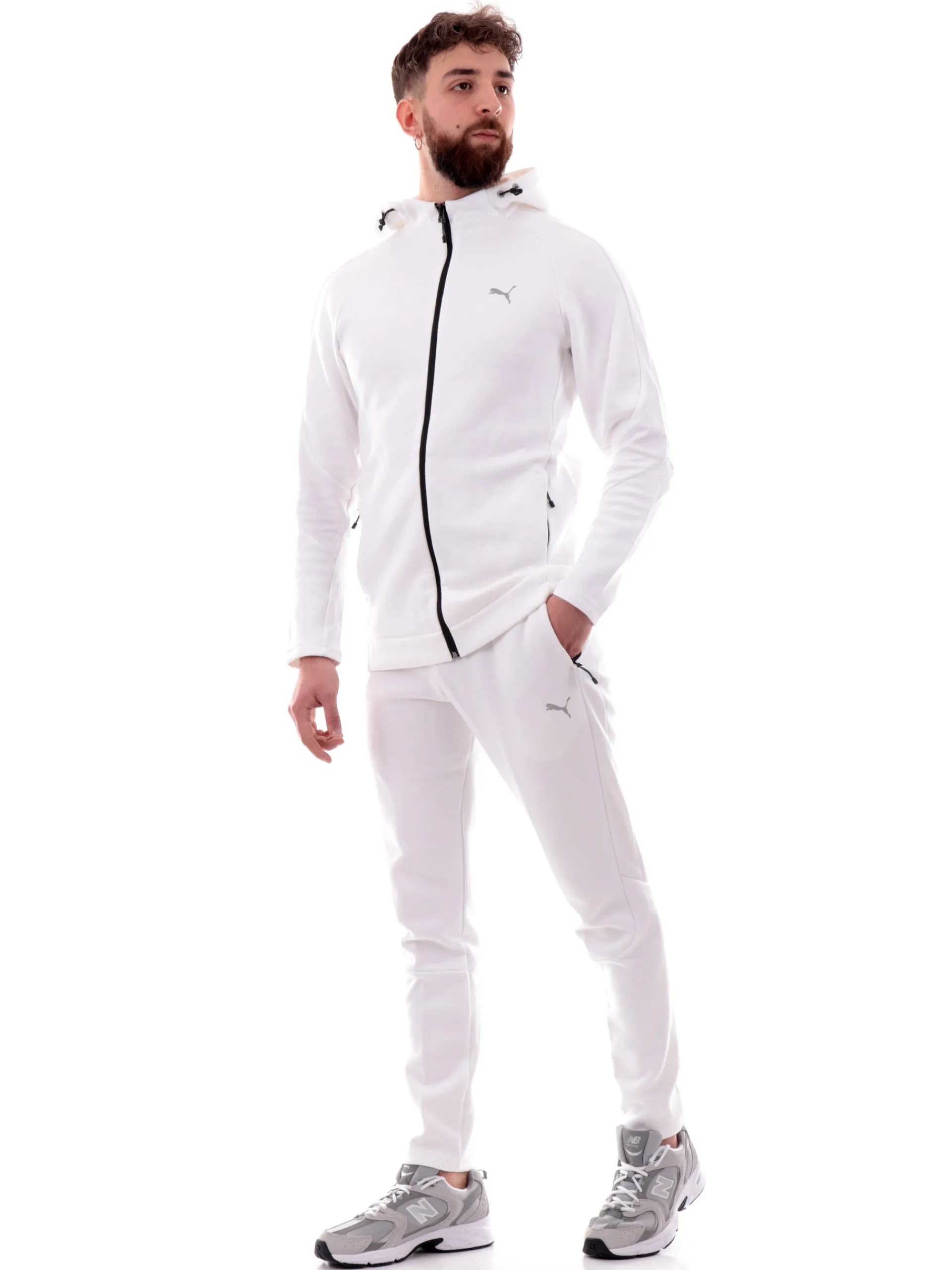 PUMA Felpe*Felpa Evostripe bianca da uomo full zip con cappuccio 684613