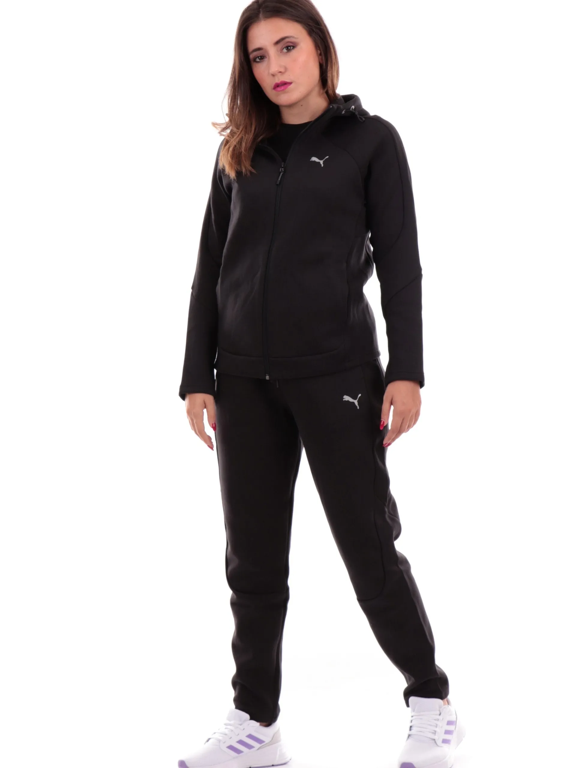 PUMA Felpe*Felpa nera da donna Evostripe full zip con cappuccio 681670