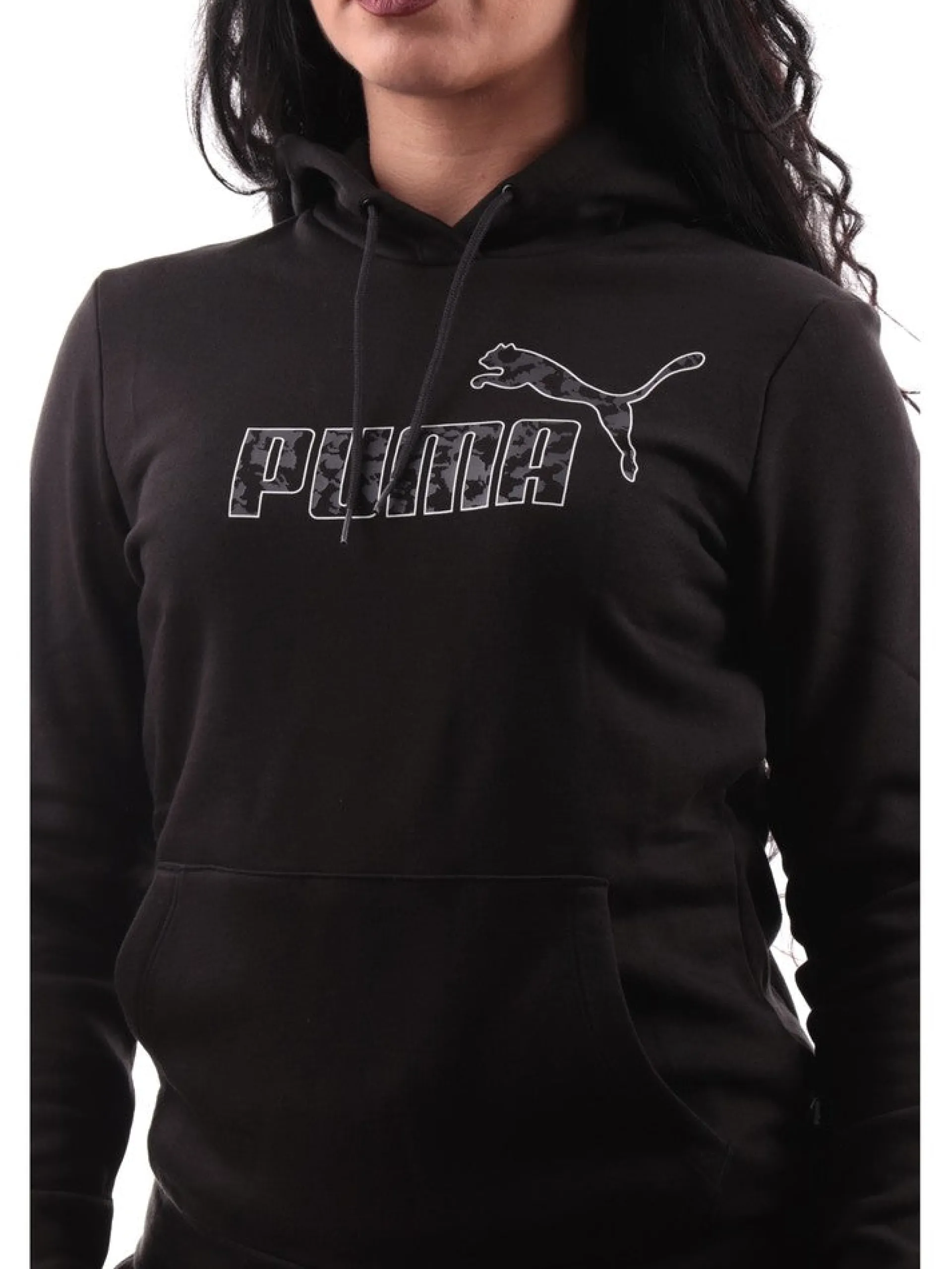 PUMA Felpe*Felpa Nera da Donna con Cappuccio e Tasche 67787201