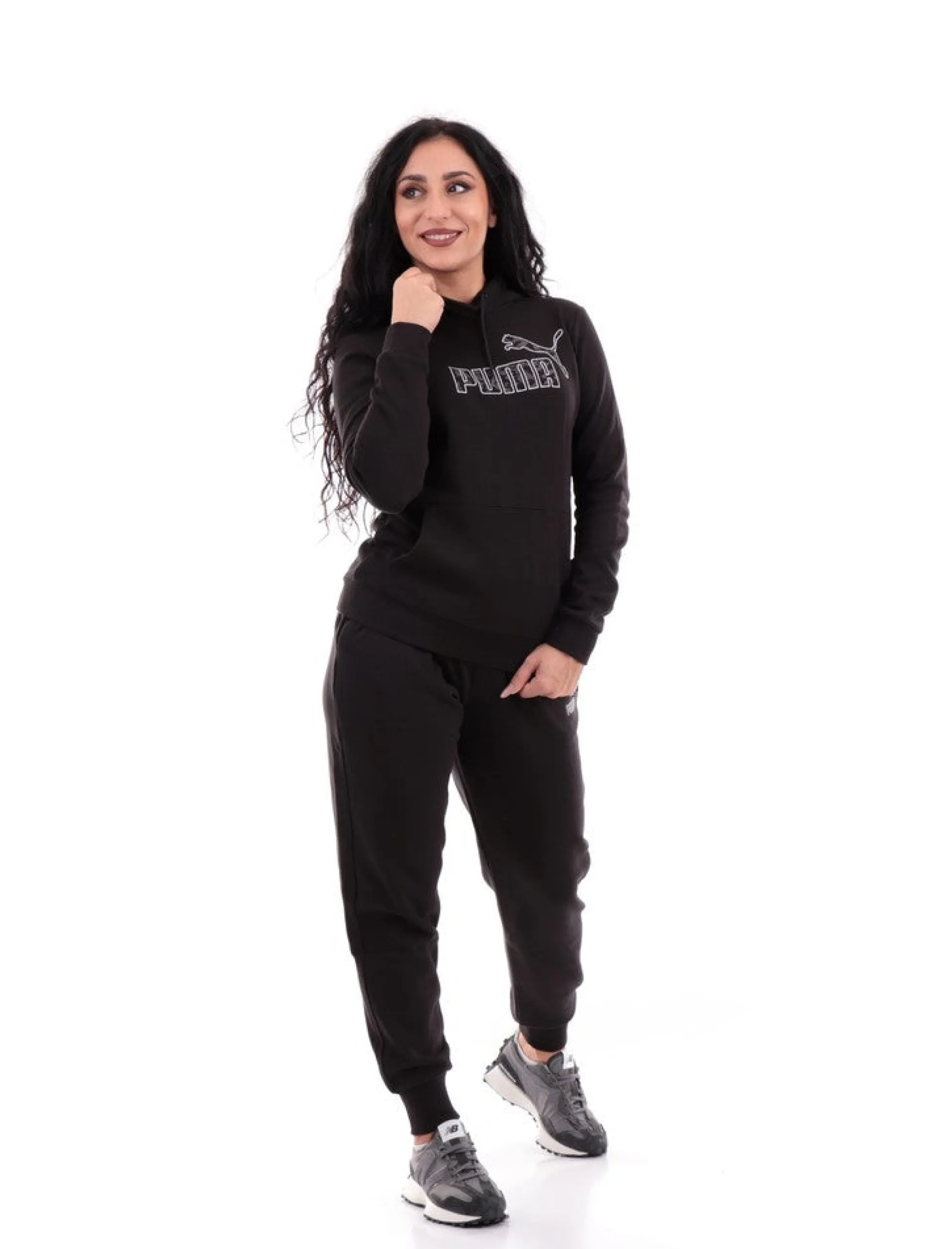 PUMA Felpe*Felpa Nera da Donna con Cappuccio e Tasche 67787201
