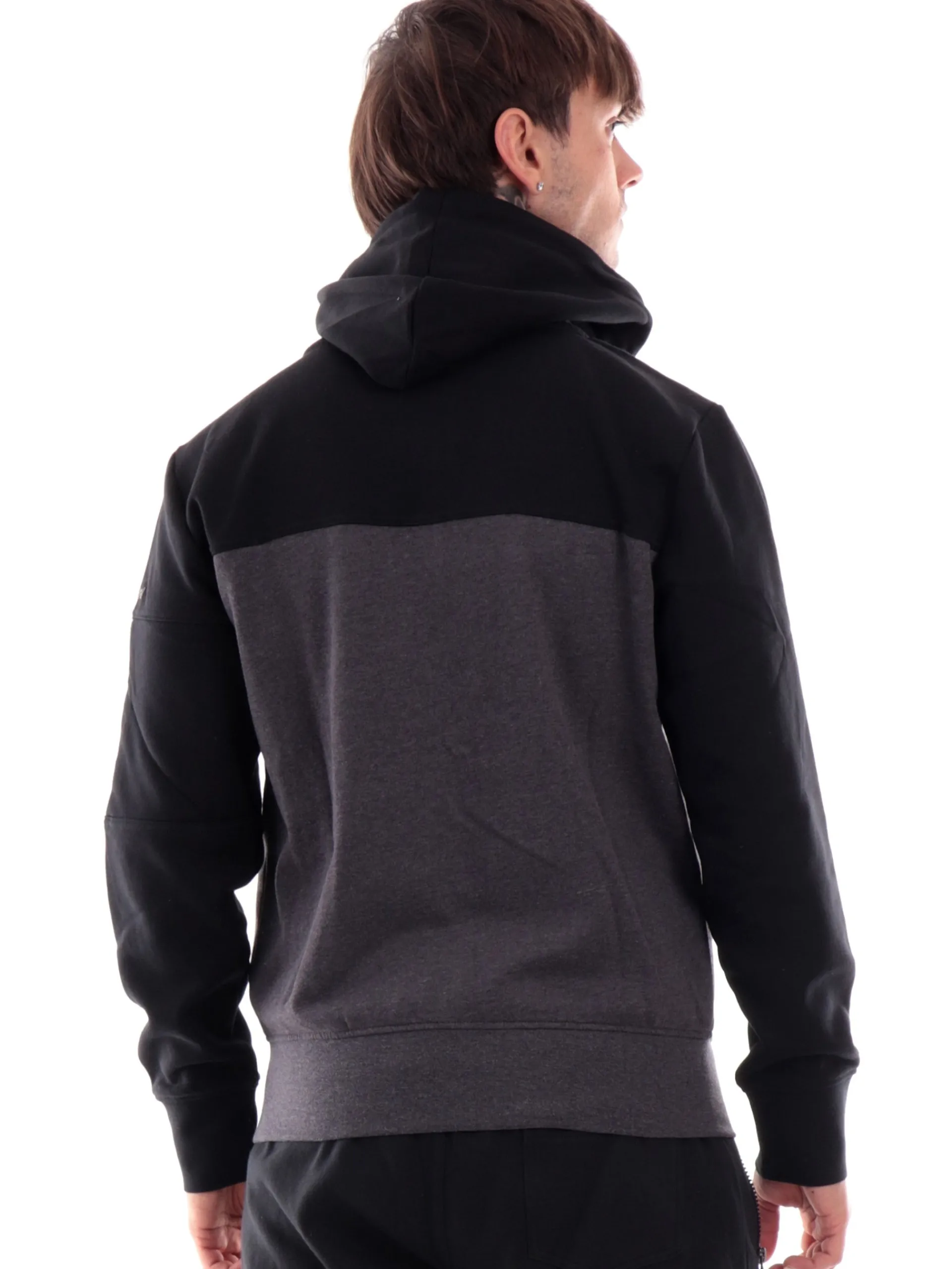 ADMIRAL Felpe*Felpa tecnica nera e grigia da uomo full zip con cappuccio AD3091