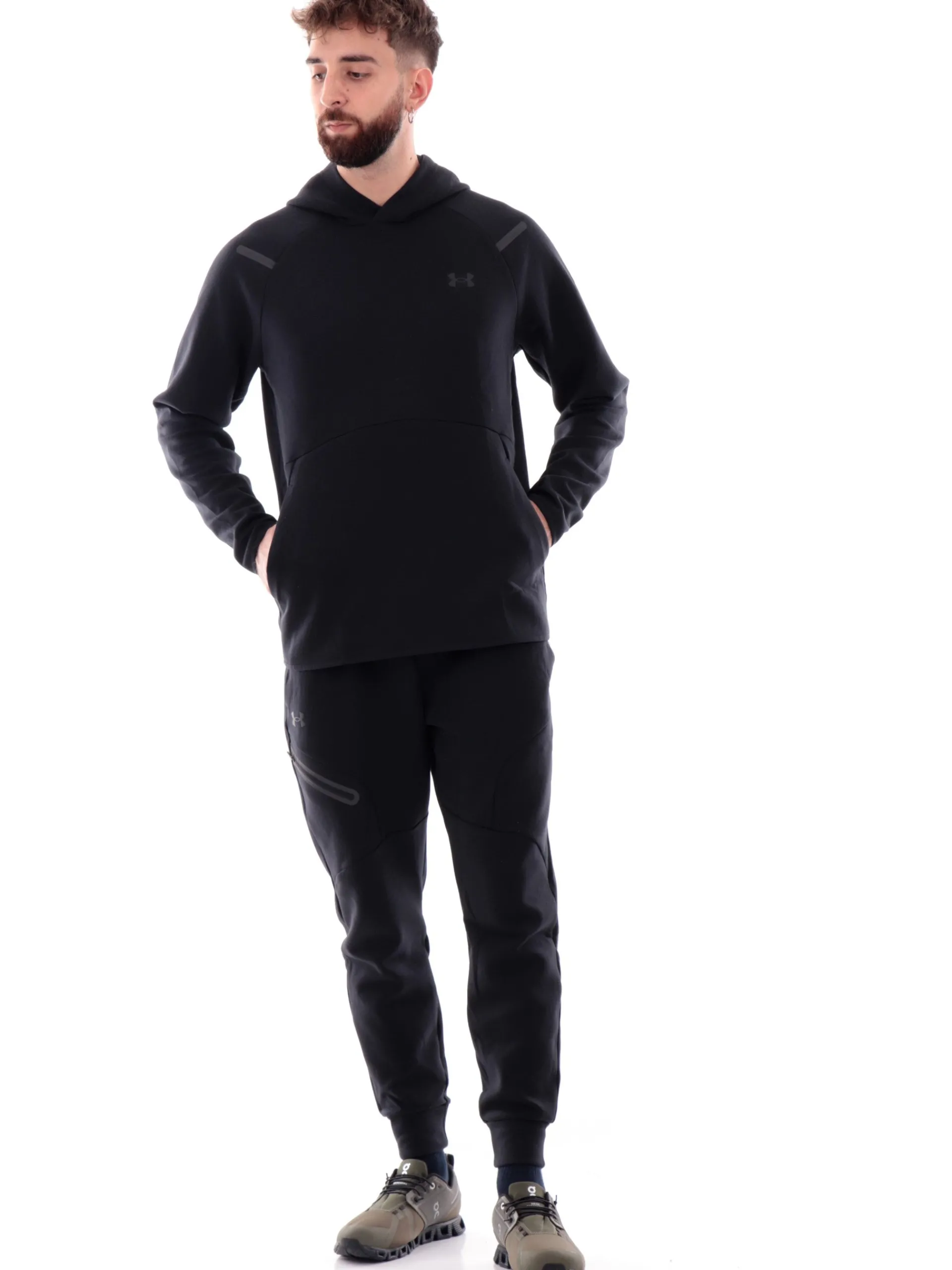 UNDER ARMOUR Felpe*Felpa nera da uomo con cappuccio Unstoppable Fleece 13893500