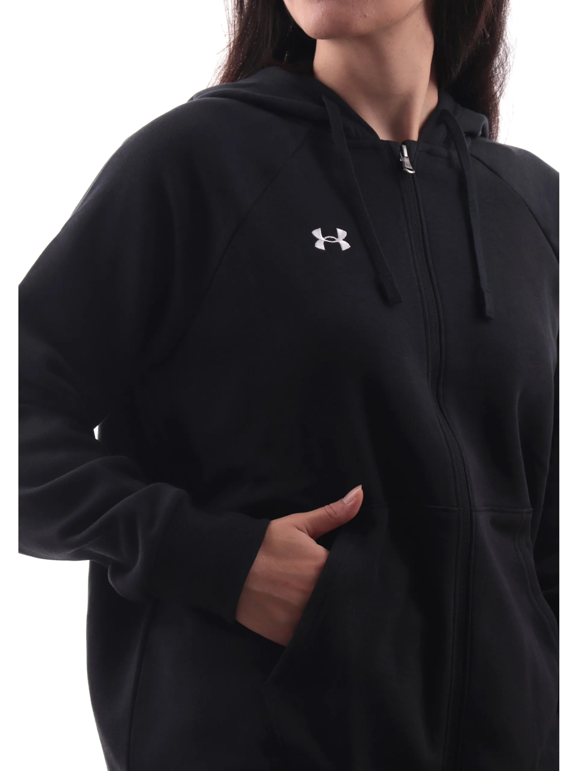 UNDER ARMOUR Felpe*Felpa nera Rival Fleece da donna full zip con cappuccio 13794970