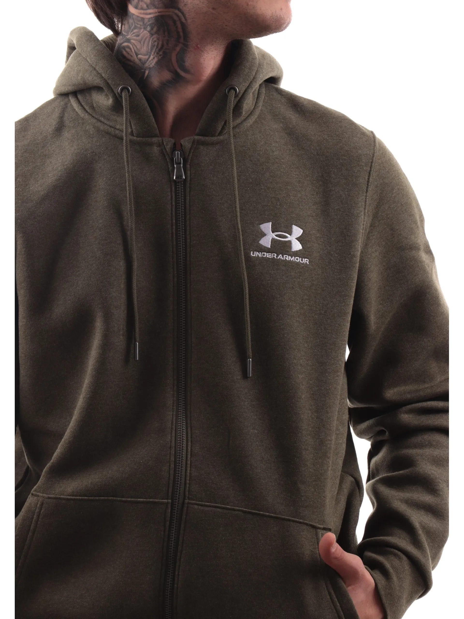 UNDER ARMOUR Felpe*Felpa verde da uomo full zip felpata 13738810