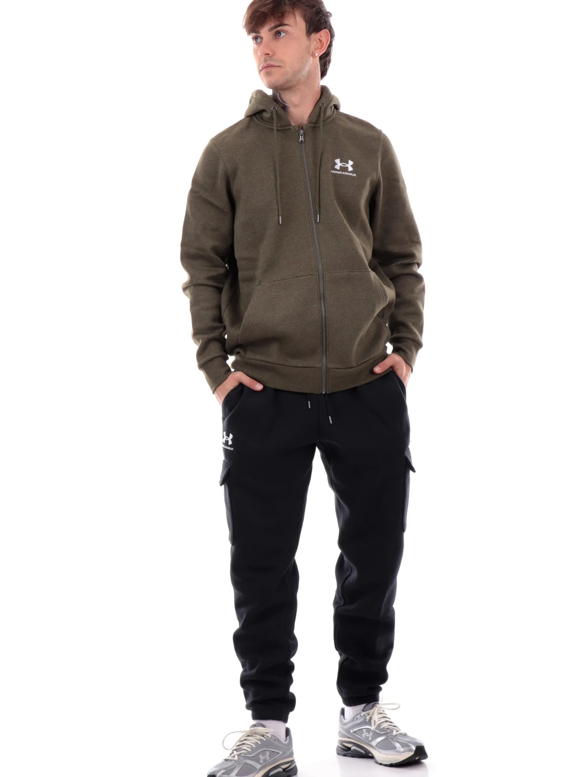 UNDER ARMOUR Felpe*Felpa verde da uomo full zip felpata 13738810