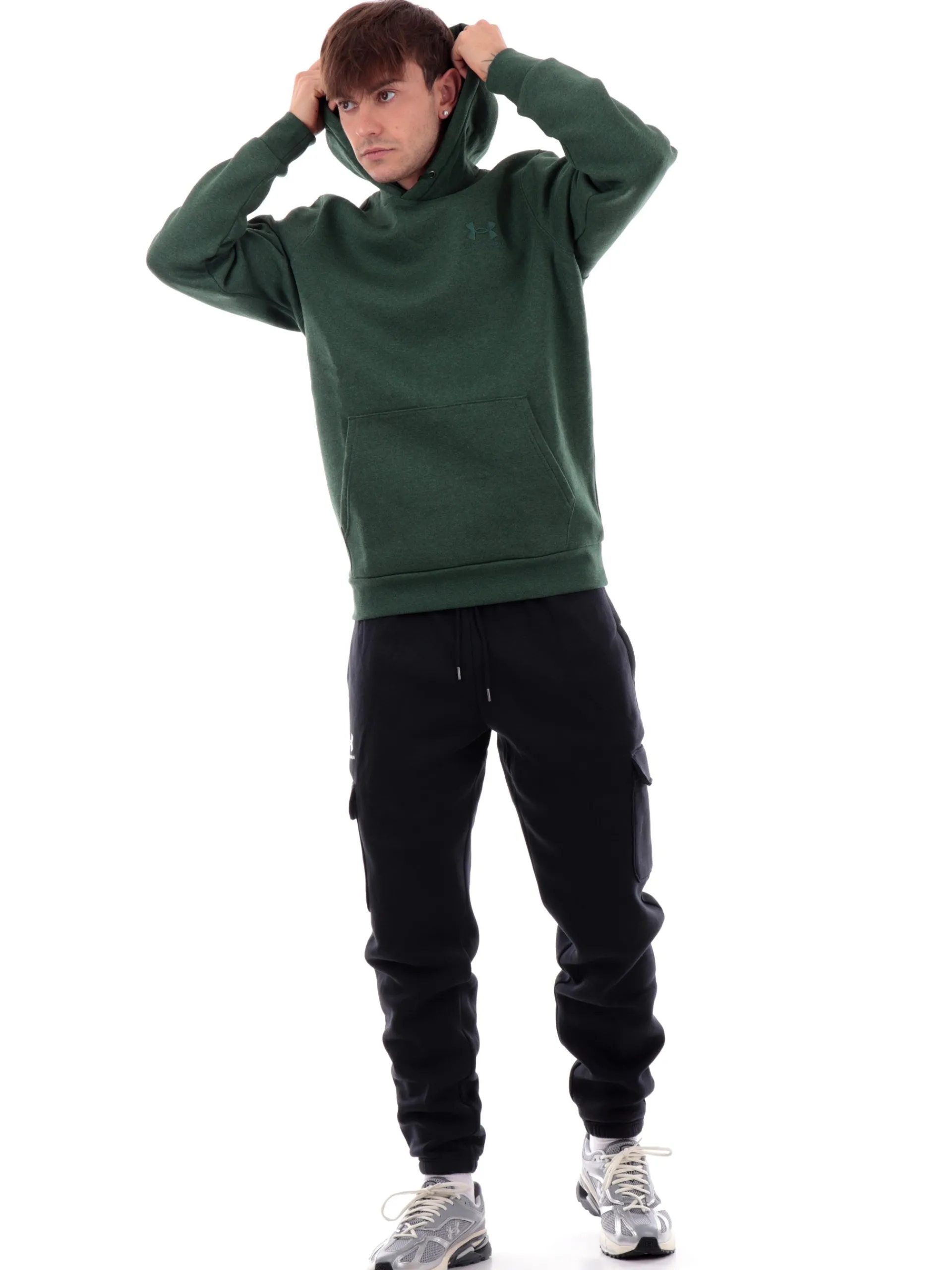 UNDER ARMOUR Felpe*Felpa verde da uomo con cappuccio felpata 13738800