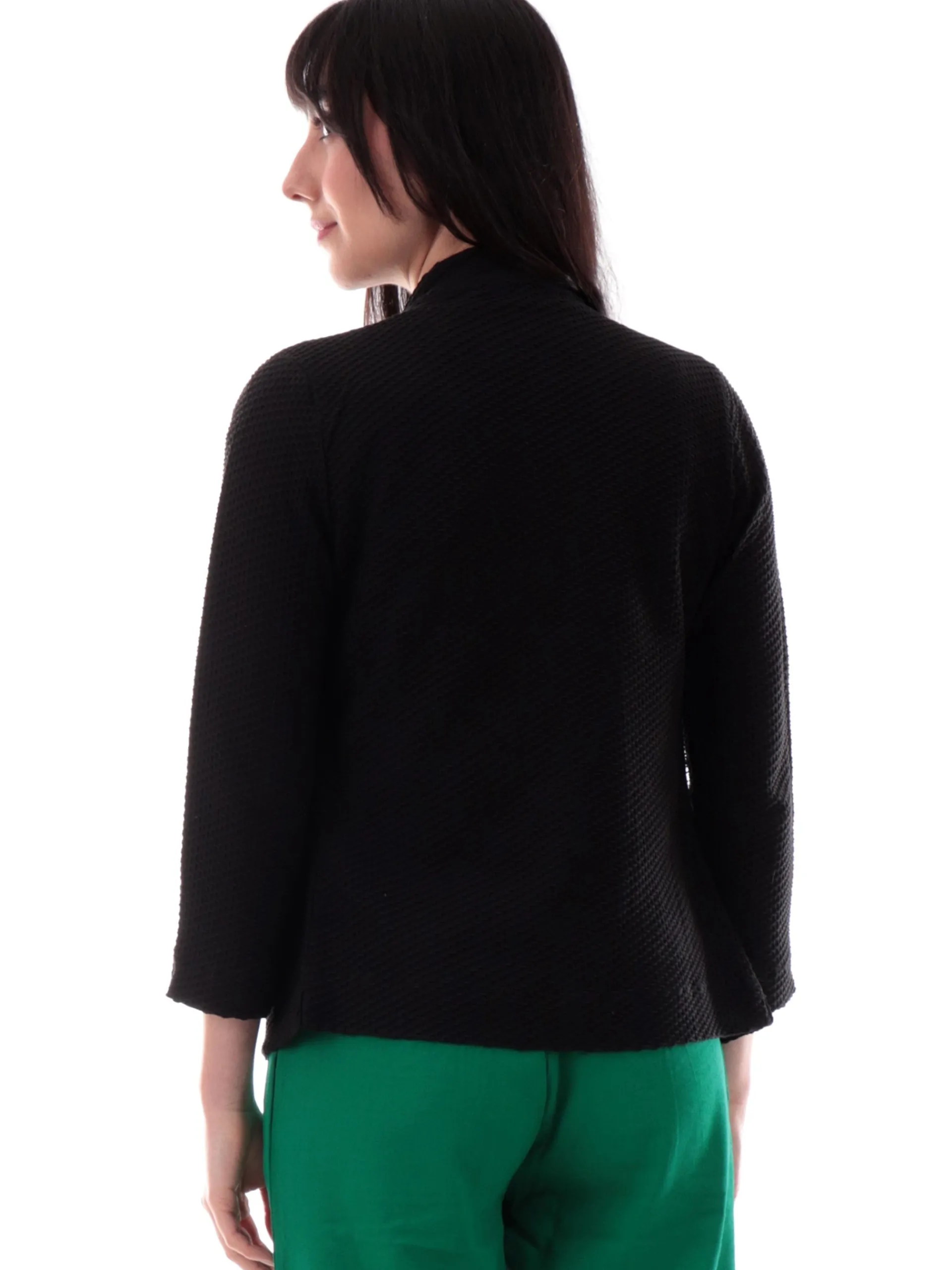 ANIS Giacche*Giacca donna nido d'ape nera maniche tre quarti 251W1154