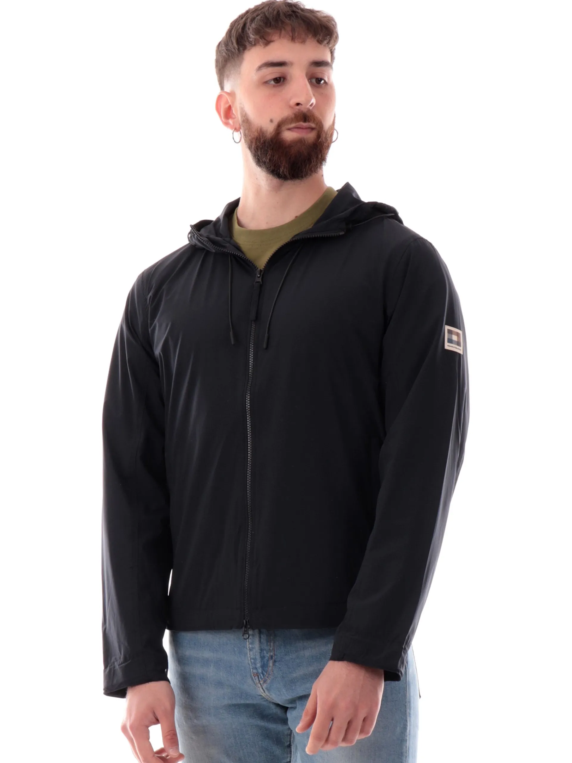AQUASCUTUM Giubbini*Giacca tecnica nera da duomo HD Stretch Windbreaker AAB005JK012