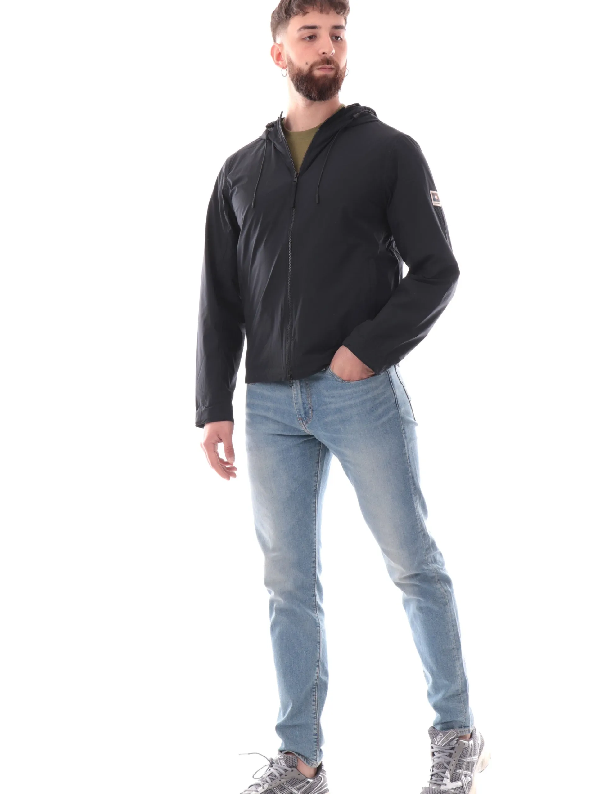 AQUASCUTUM Giubbini*Giacca tecnica nera da duomo HD Stretch Windbreaker AAB005JK012