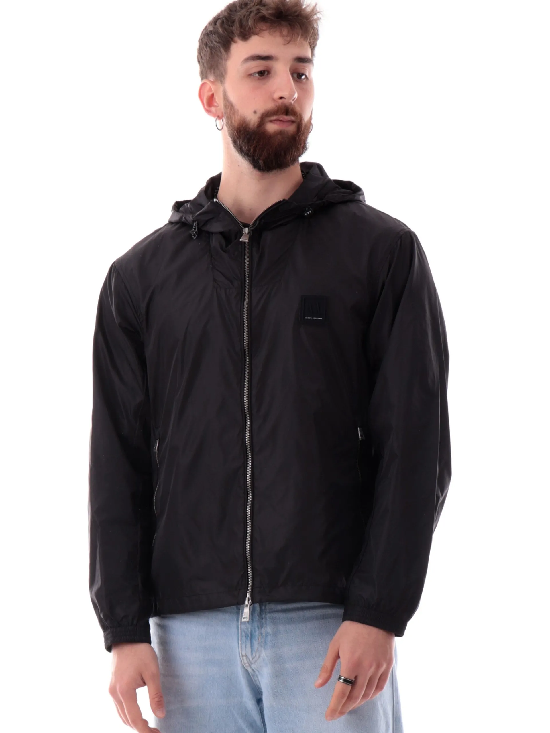 ARMANI EXCHANGE Giubbini*Giacca AX nera tecnica da uomo full zip con cappuccio XM000342AF12285 UC001