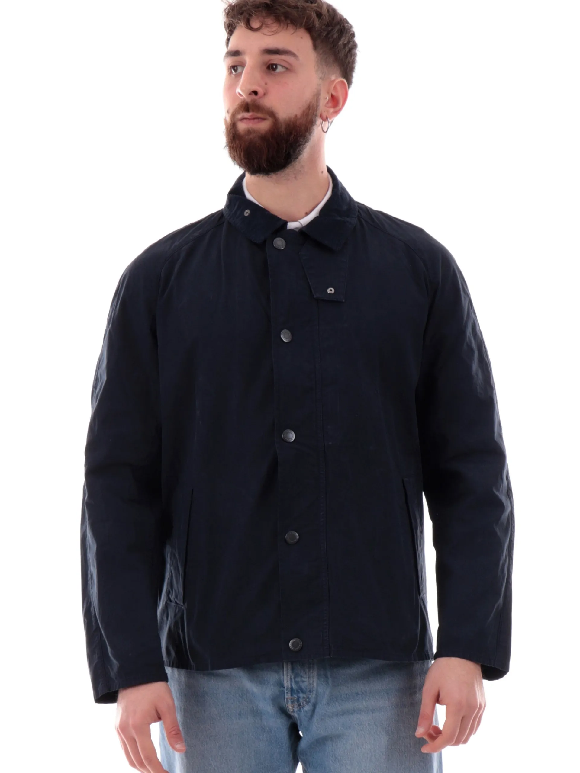 BARBOUR Giubbini*Giacca Tracker blu da uomo full zip Casual MCA0978