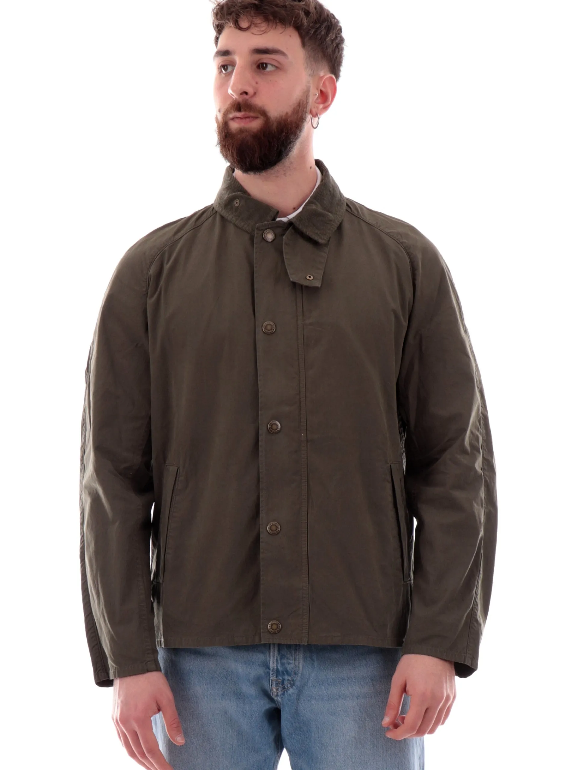 BARBOUR Giubbini*Giacca Tracker verde da uomo full zip Casual MCA0978