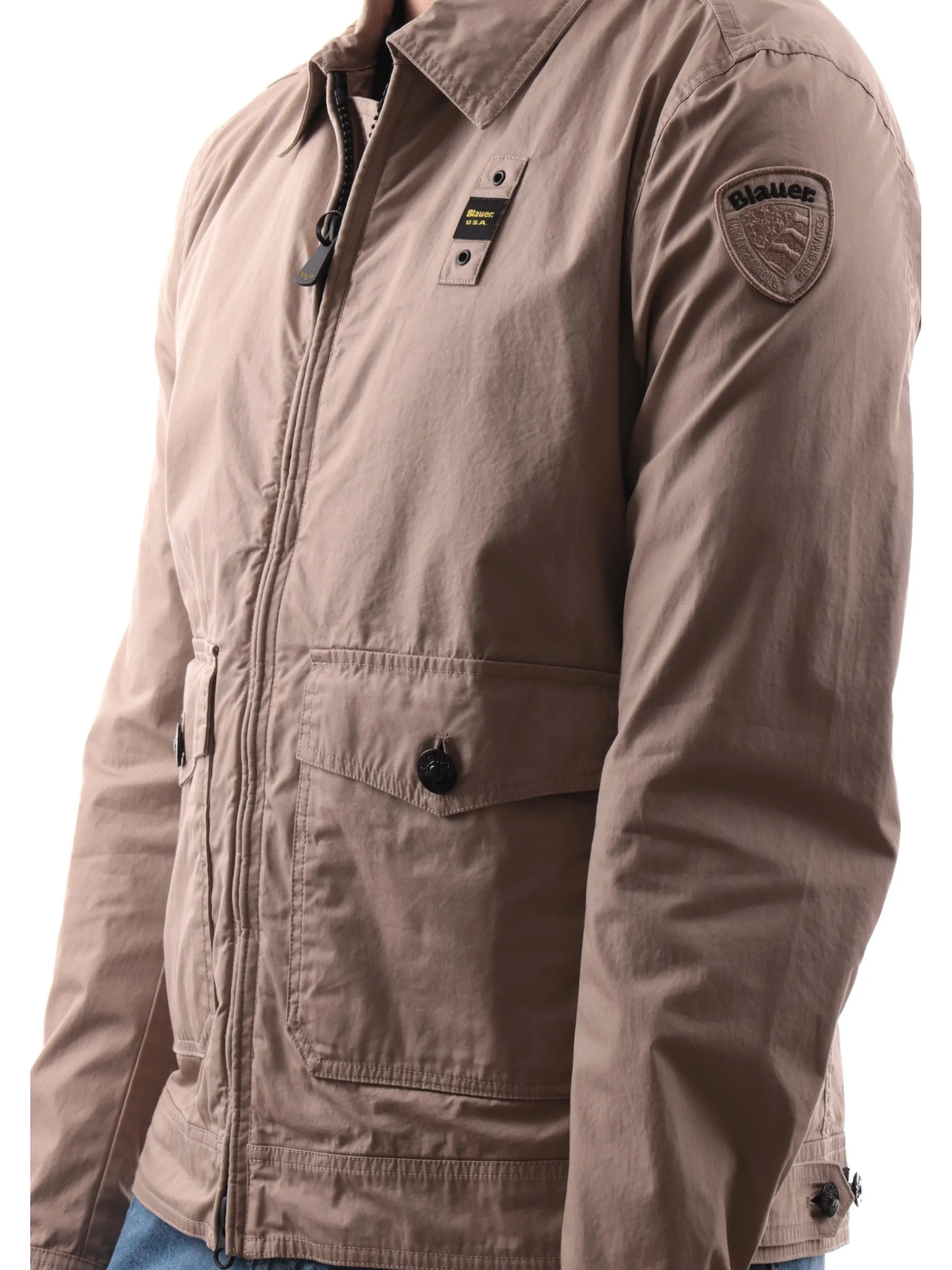 BLAUER Giubbini*Giacca beige da uomo con tasconi e colletto alla francese C04176006854