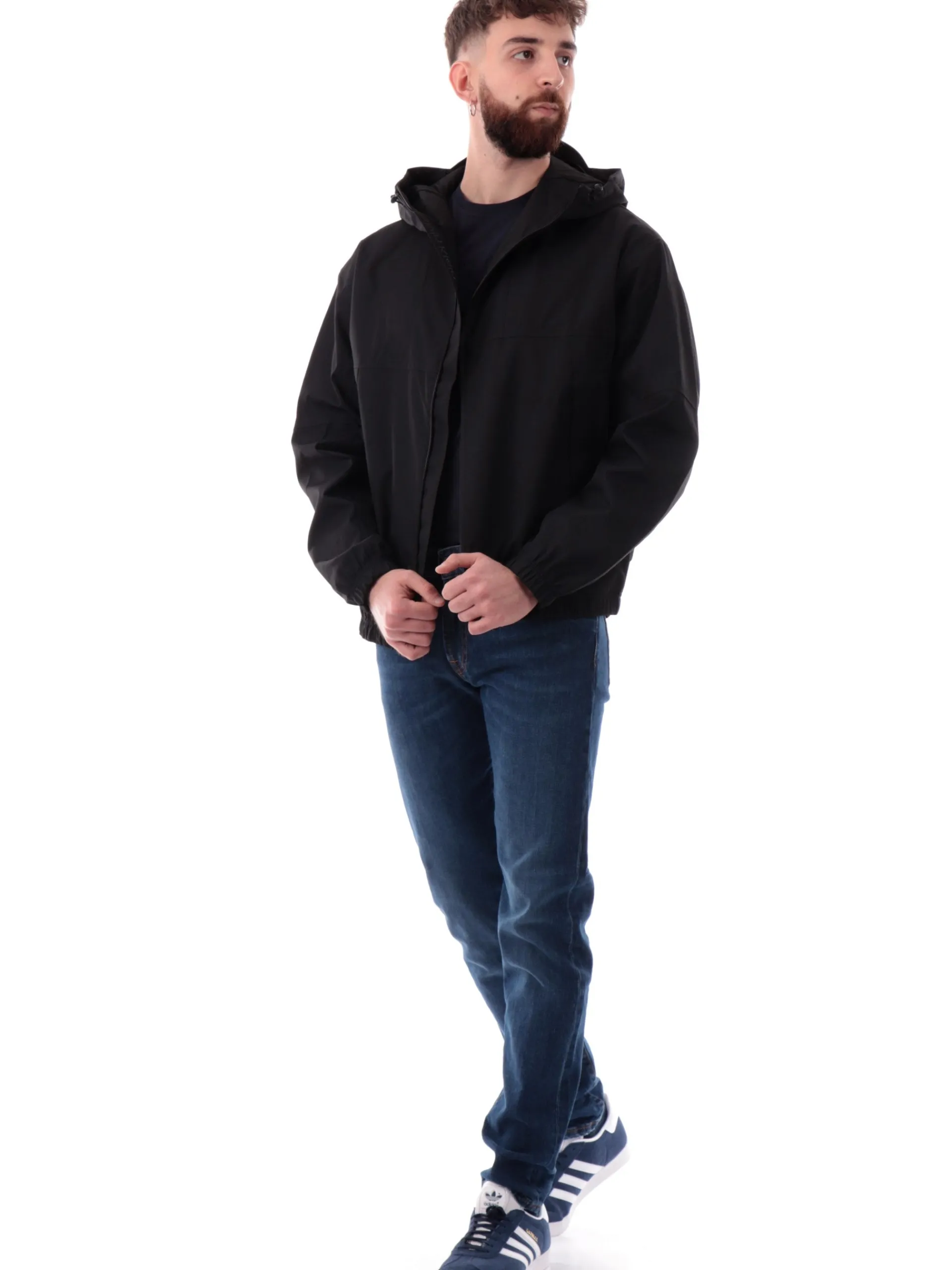 CALVIN KLEIN Giubbini*Giacca tecnica nera da uomo con cappuccio J30J326715