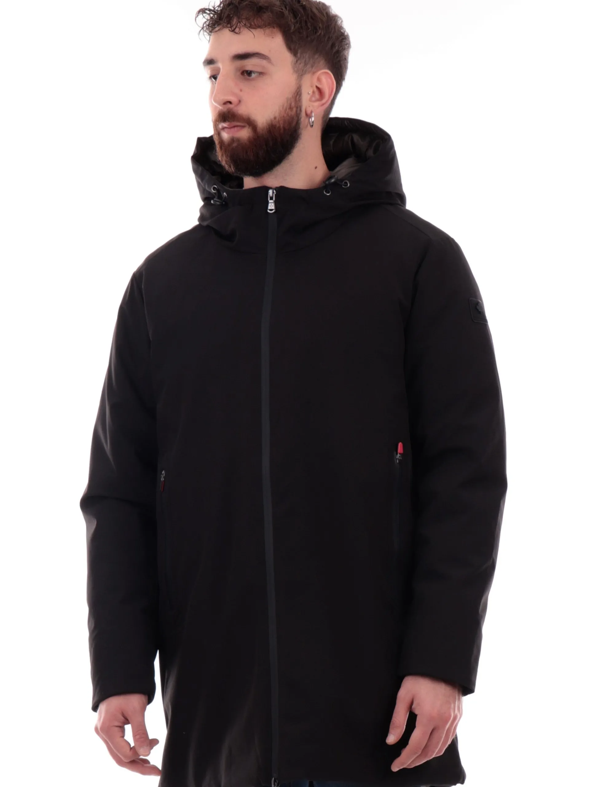 CANADIAN Giubbotti*Giacca nera da uomo softshell con cappuccio Carignan Long G224390LG