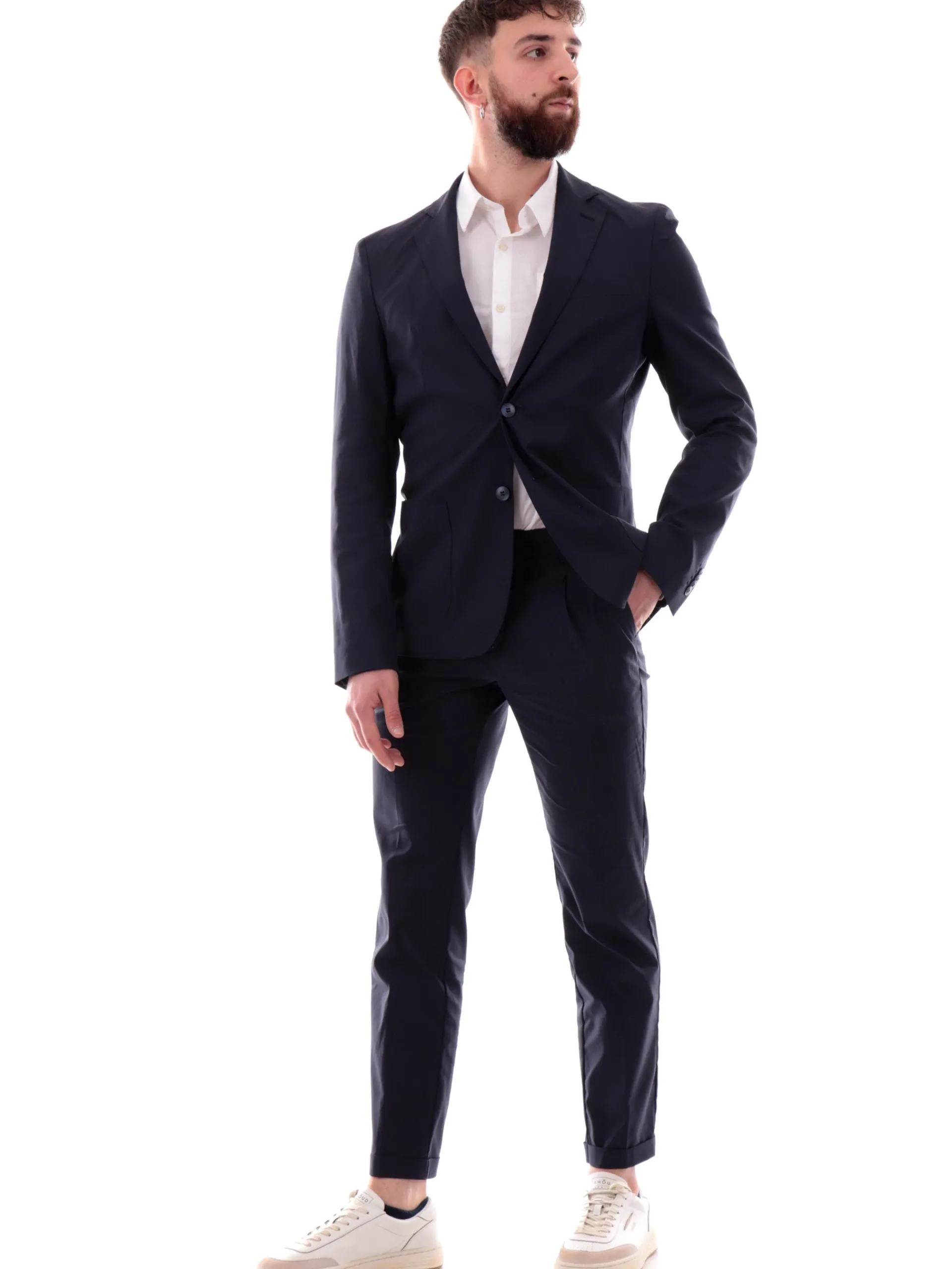 YES ZEE Giacche*Giacca cerimonia blu da uomo con rever G518KD00
