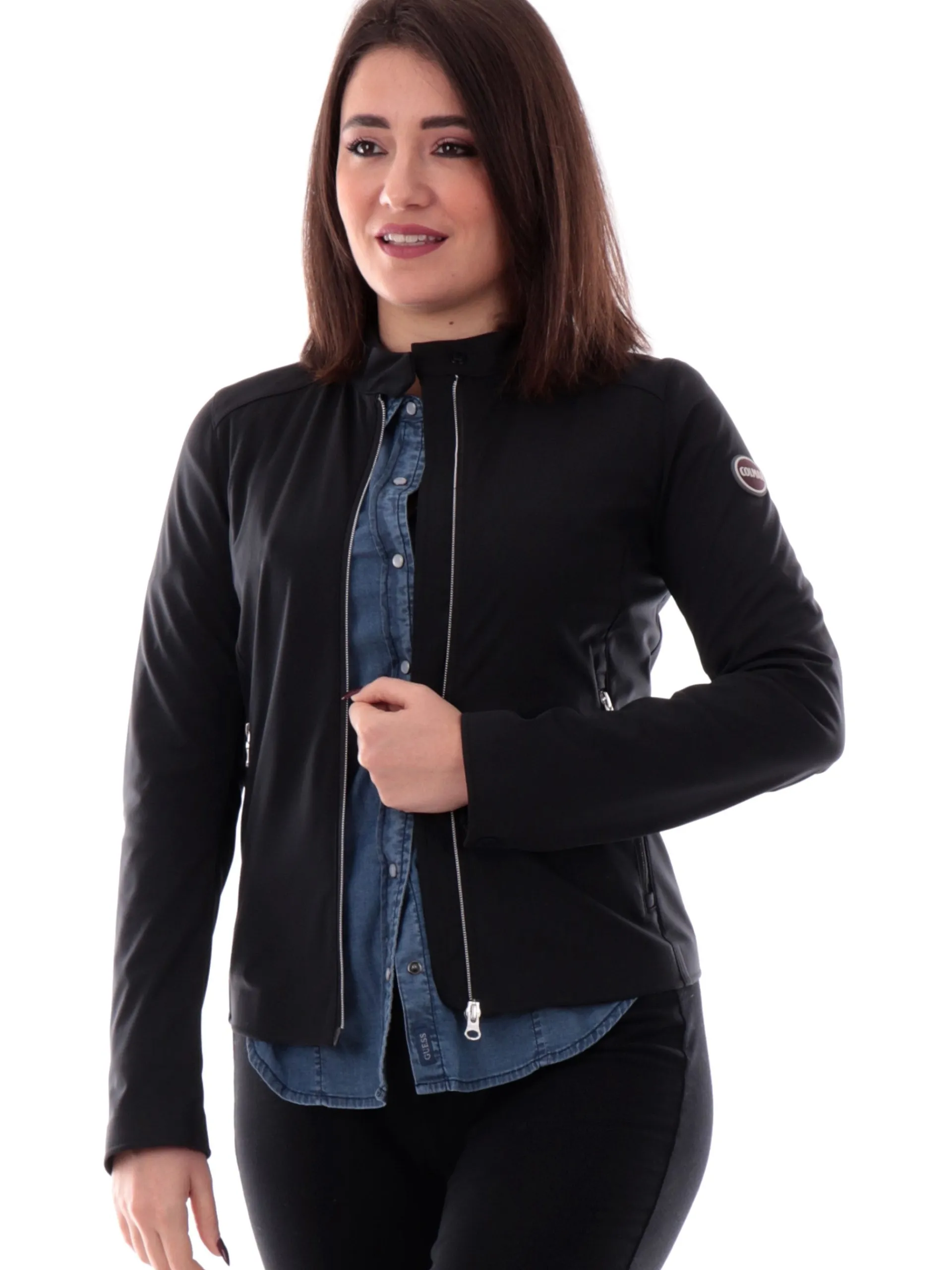 COLMAR Giubbini*Giacca nera da donna tessuto tecnico full zip 1902R6ZB