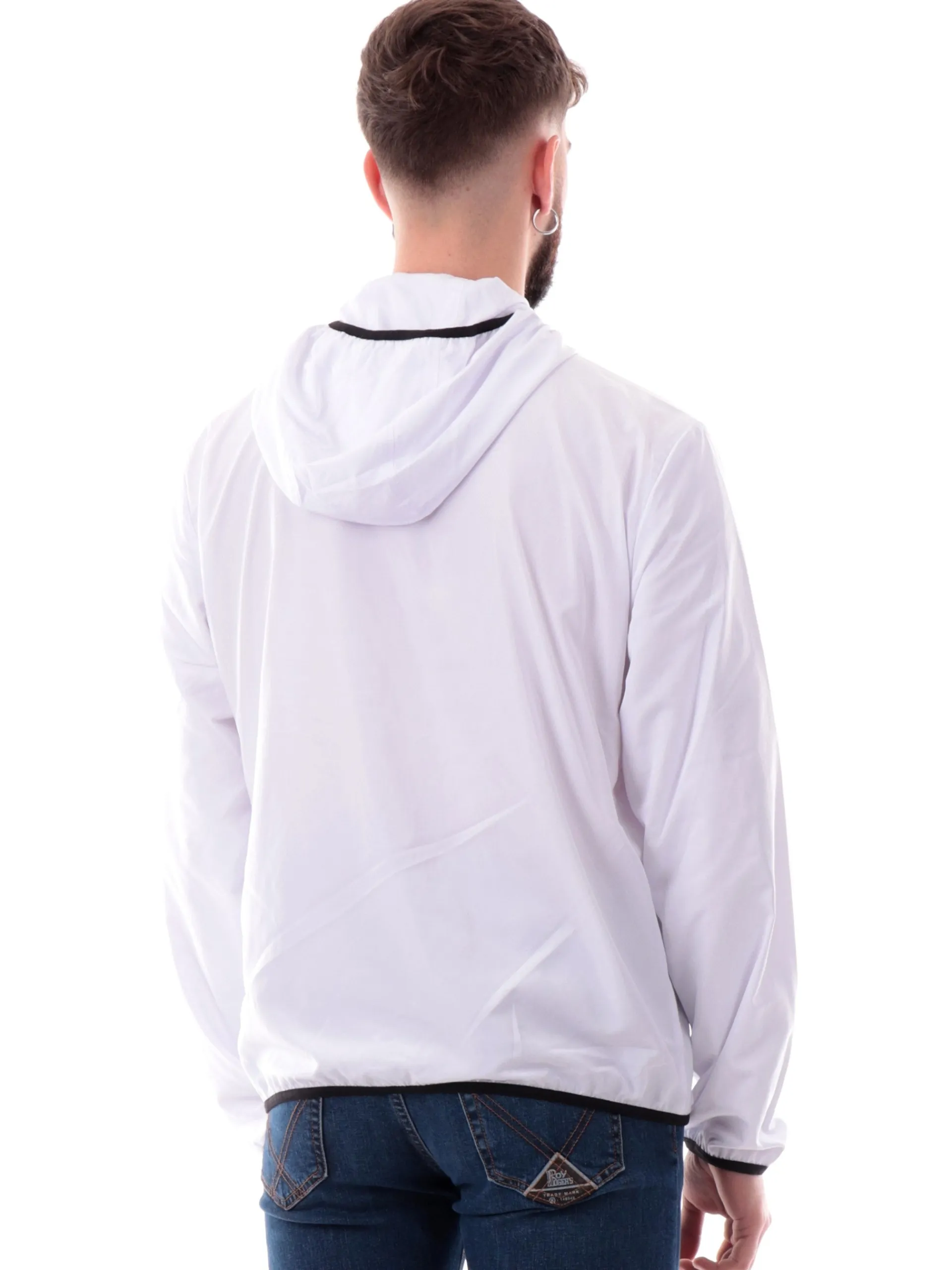 EMPORIO ARMANI 7 Giubbini*Giacca Emporio Armani EA7 bianca da uomo con cappuccio tessuto tecnico 8NPB22PNGRZ