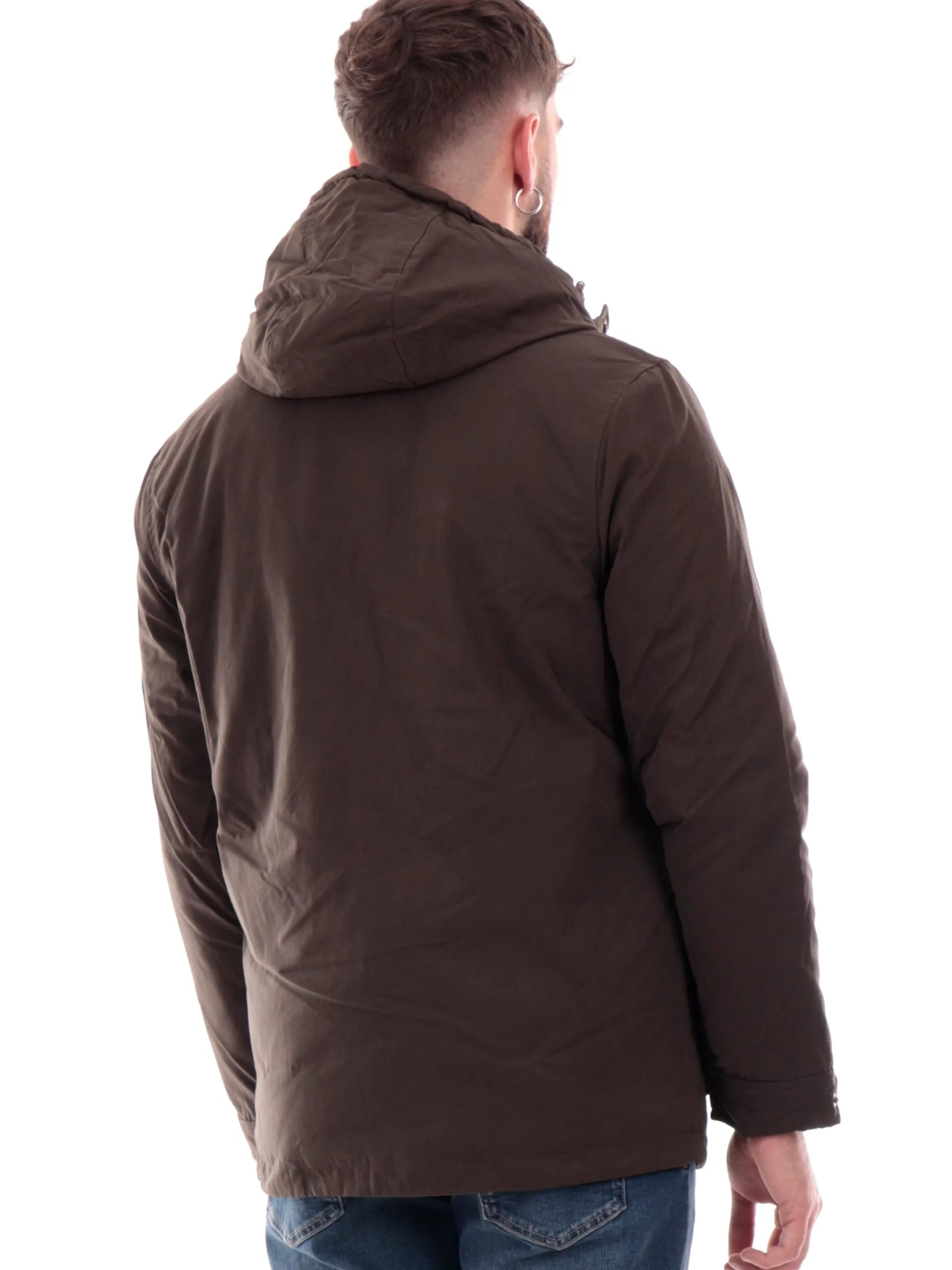 IMPURE Giubbini*Giacca Eskimo verde militare da uomo con cappuccio TYLERWAXC07