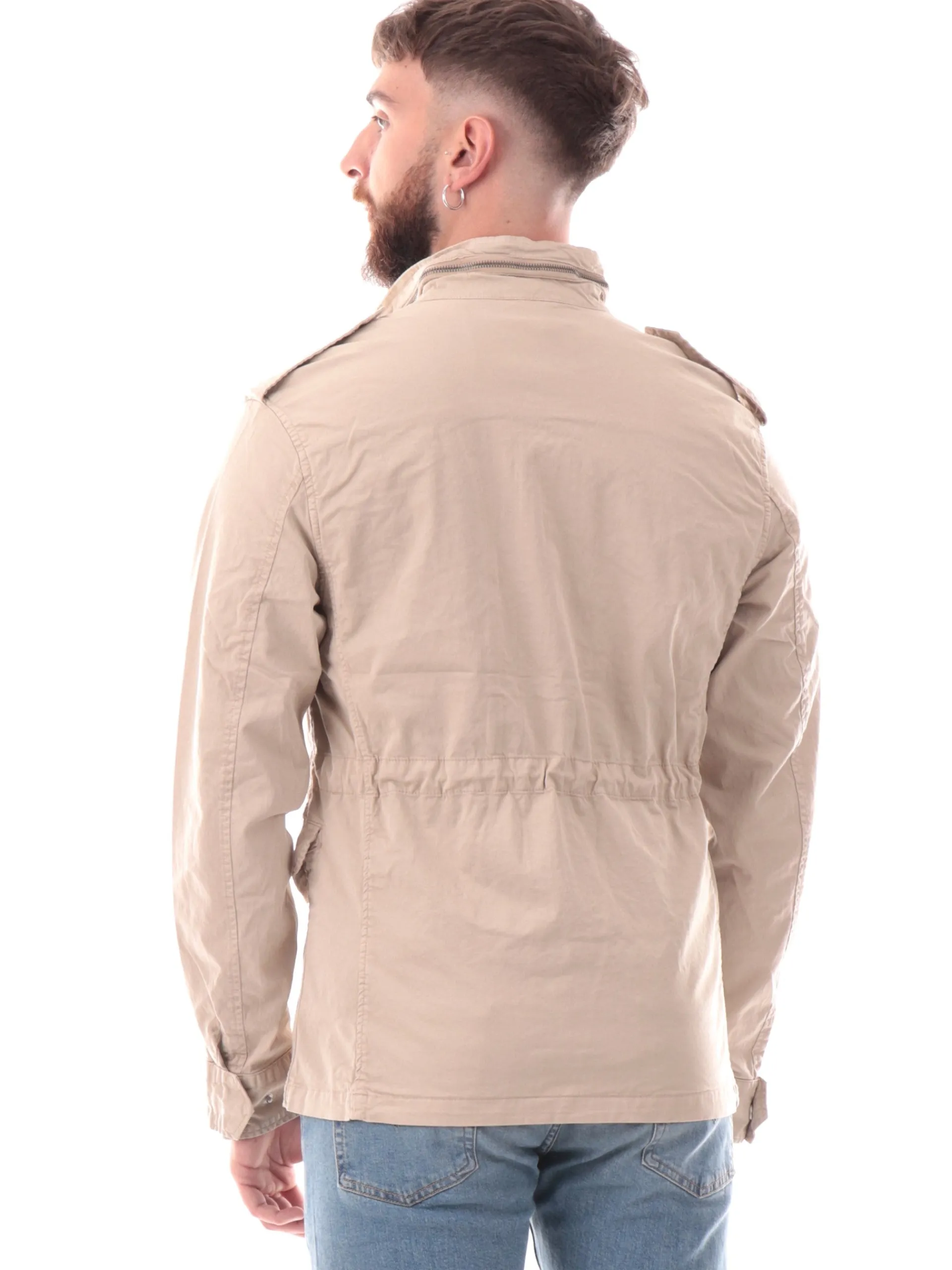 GIANNI LUPO Giubbini*Giacca Field beige da uomo con tasconi cargo GL9693S25
