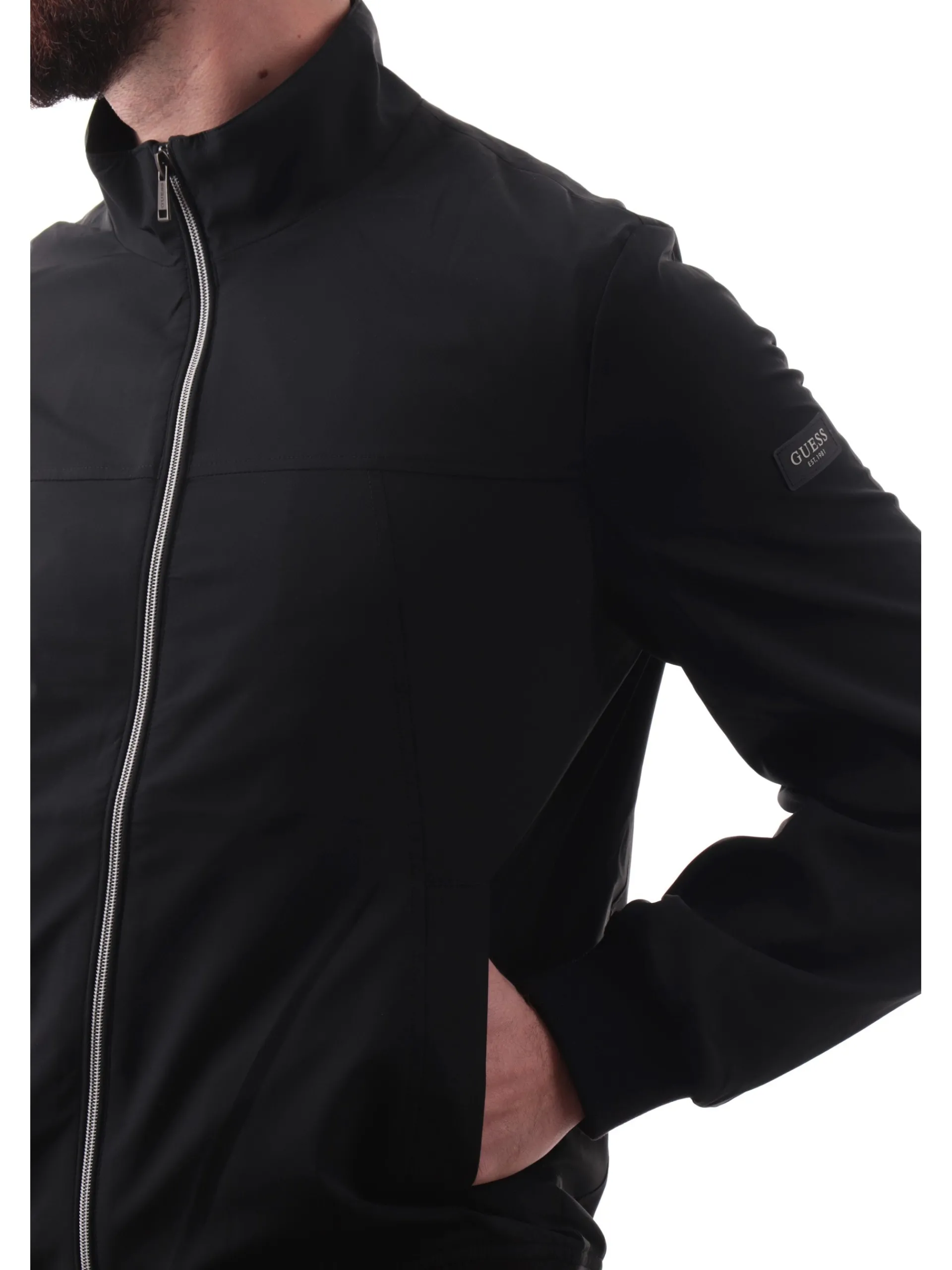 GUESS Giubbini*Giacca Tech Stretch nera da uomo M5RL18WGUP2