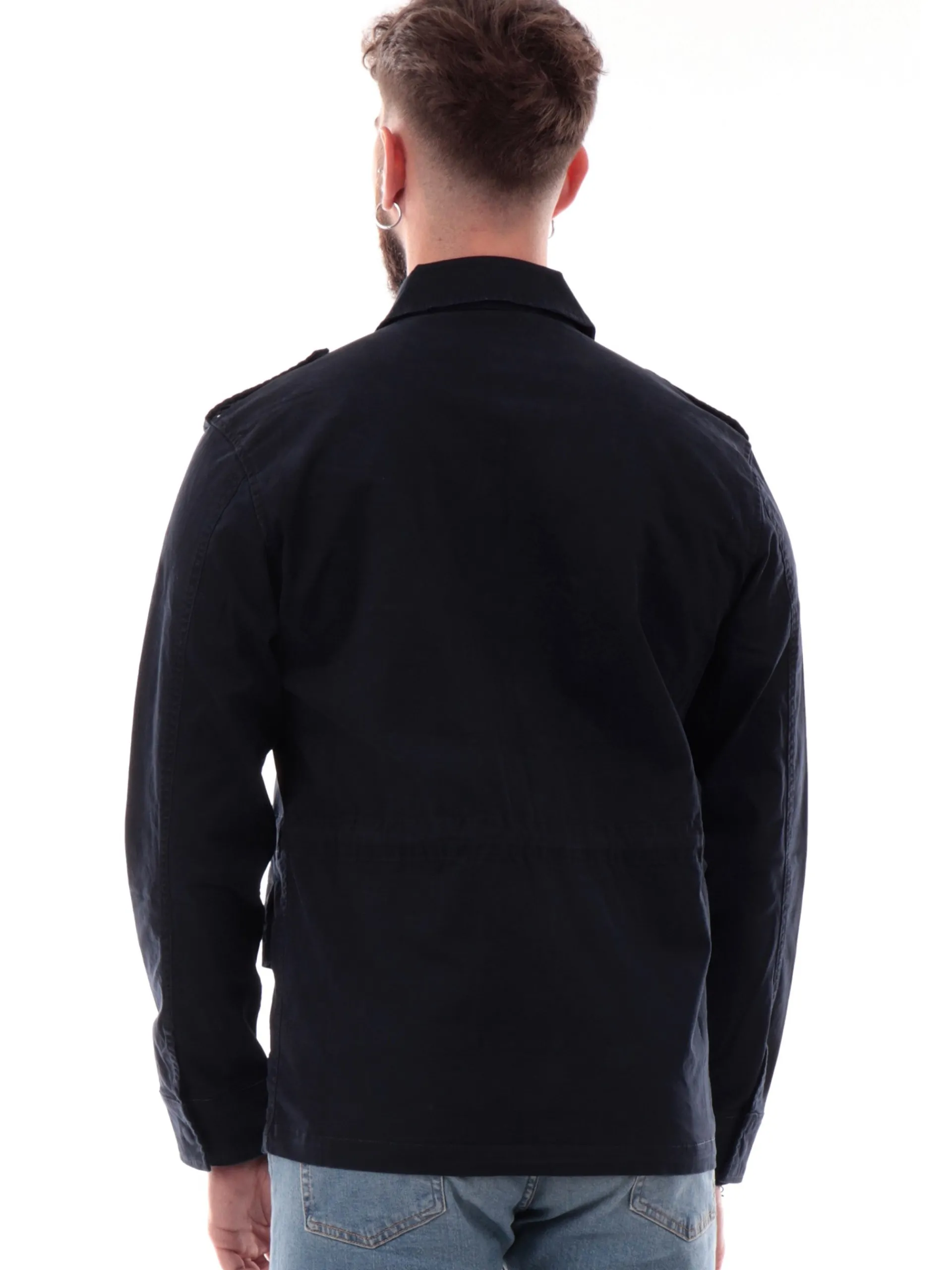 IMPURE Giubbini*Giacca blu Sahariana da uomo con tasconi FISHER