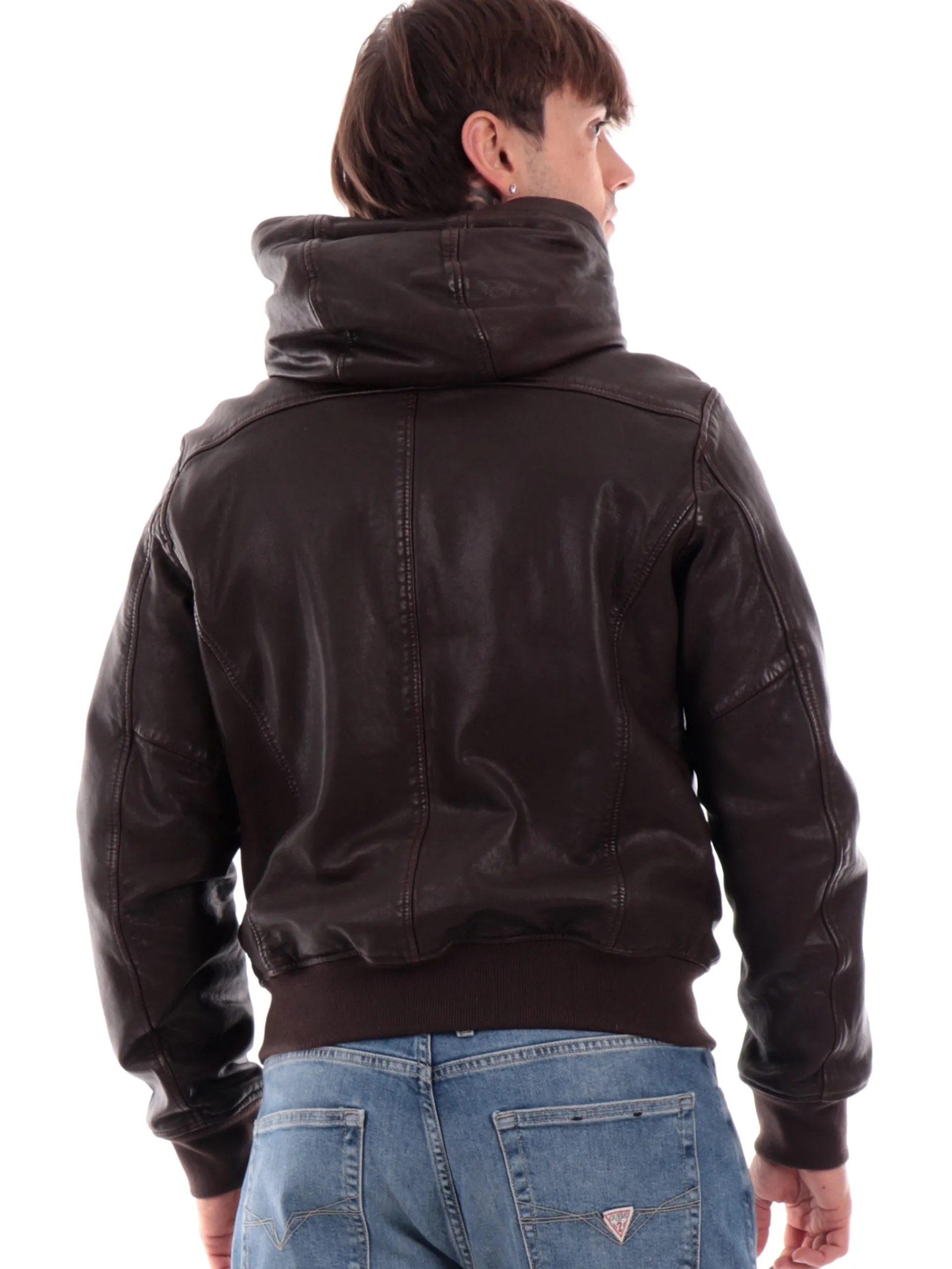 BLAUER Giubbini*Giacca in pelle marrone da uomo L01379007014