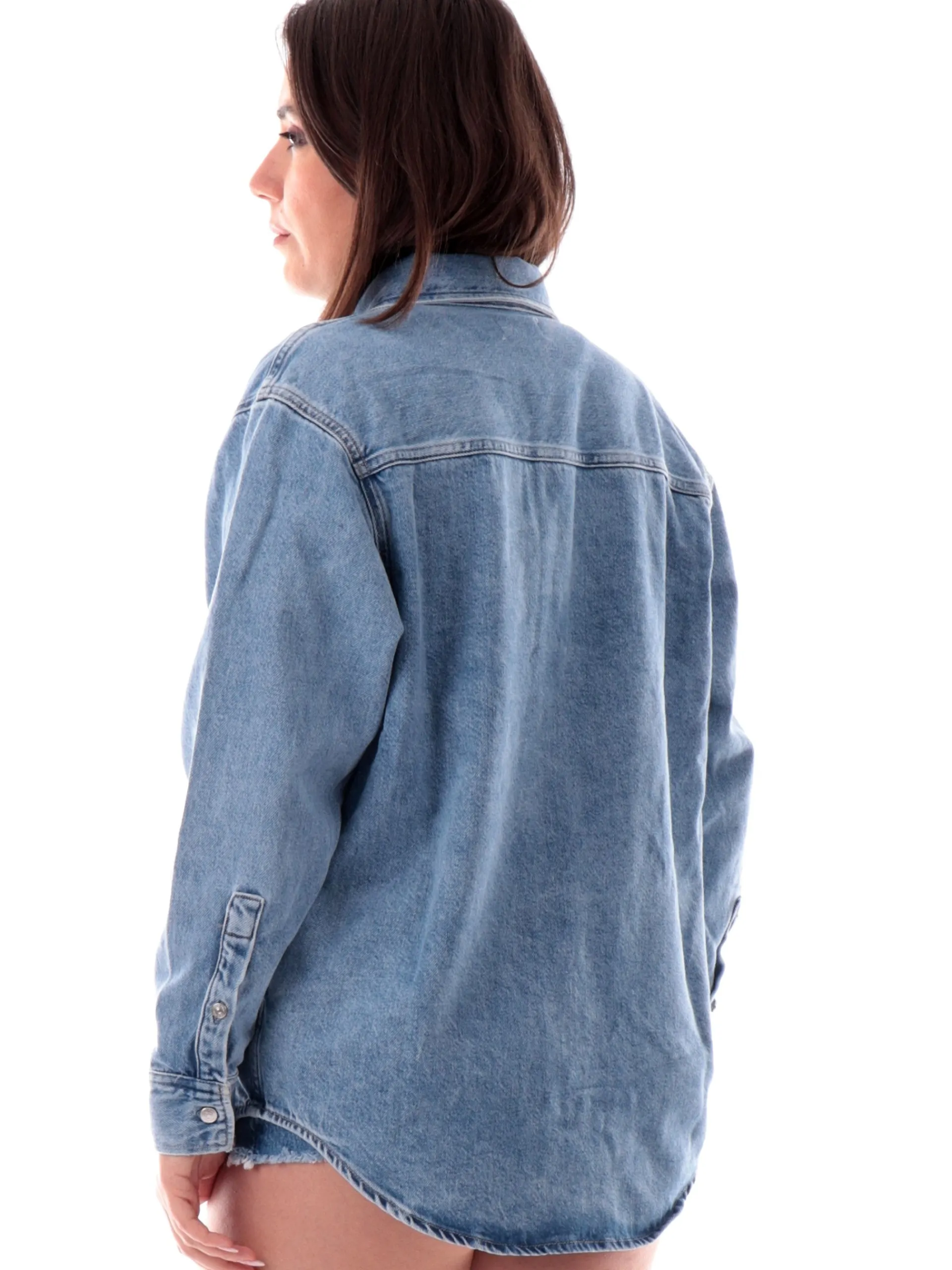 CALVIN KLEIN Top & Camicie*Giacca jeans blu da donna vestibilità morbida J20J225516