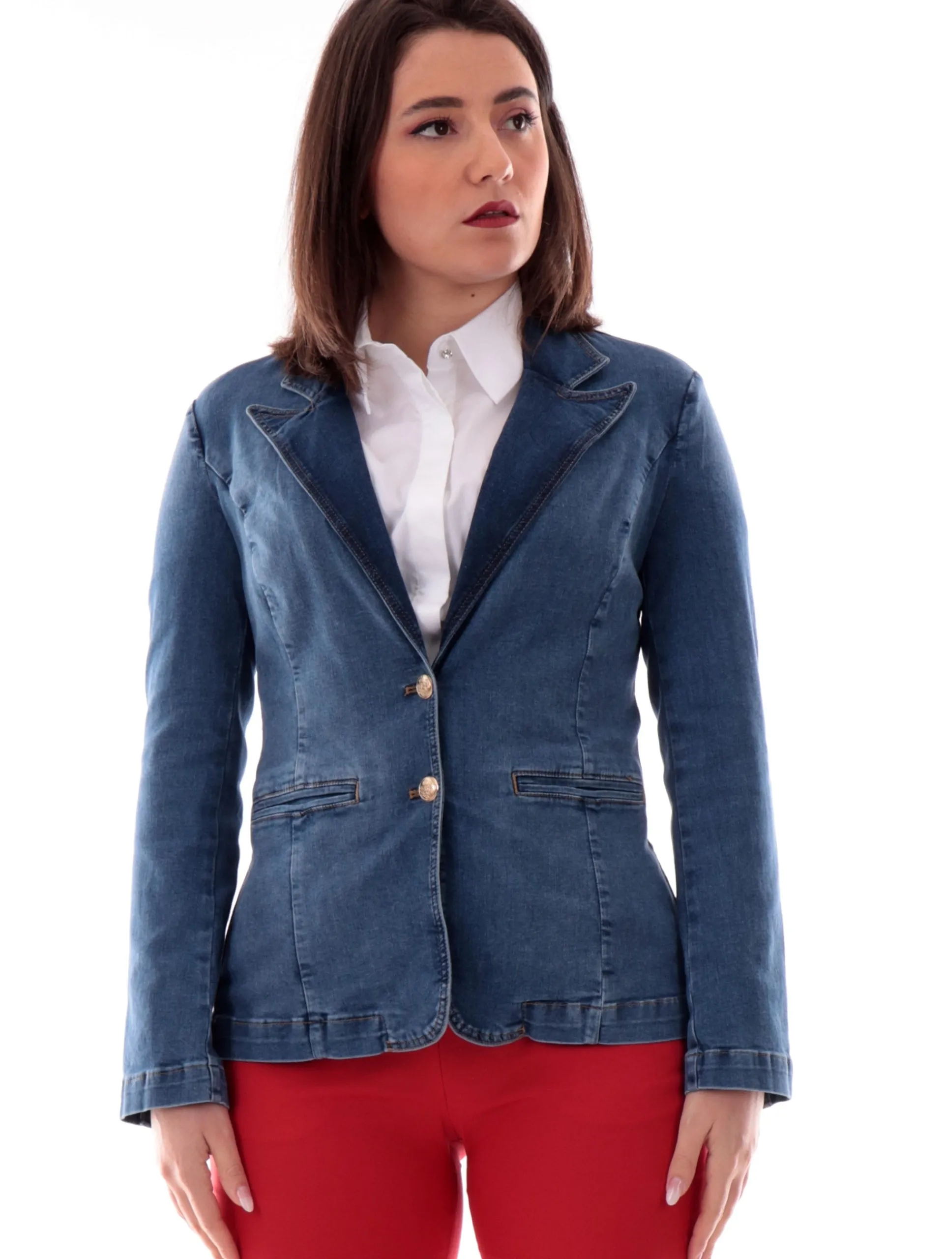 LIU JO MILANO Giacche*Giacca jeans Liu Jo Pushan blu da donna con rever UA5093D4925