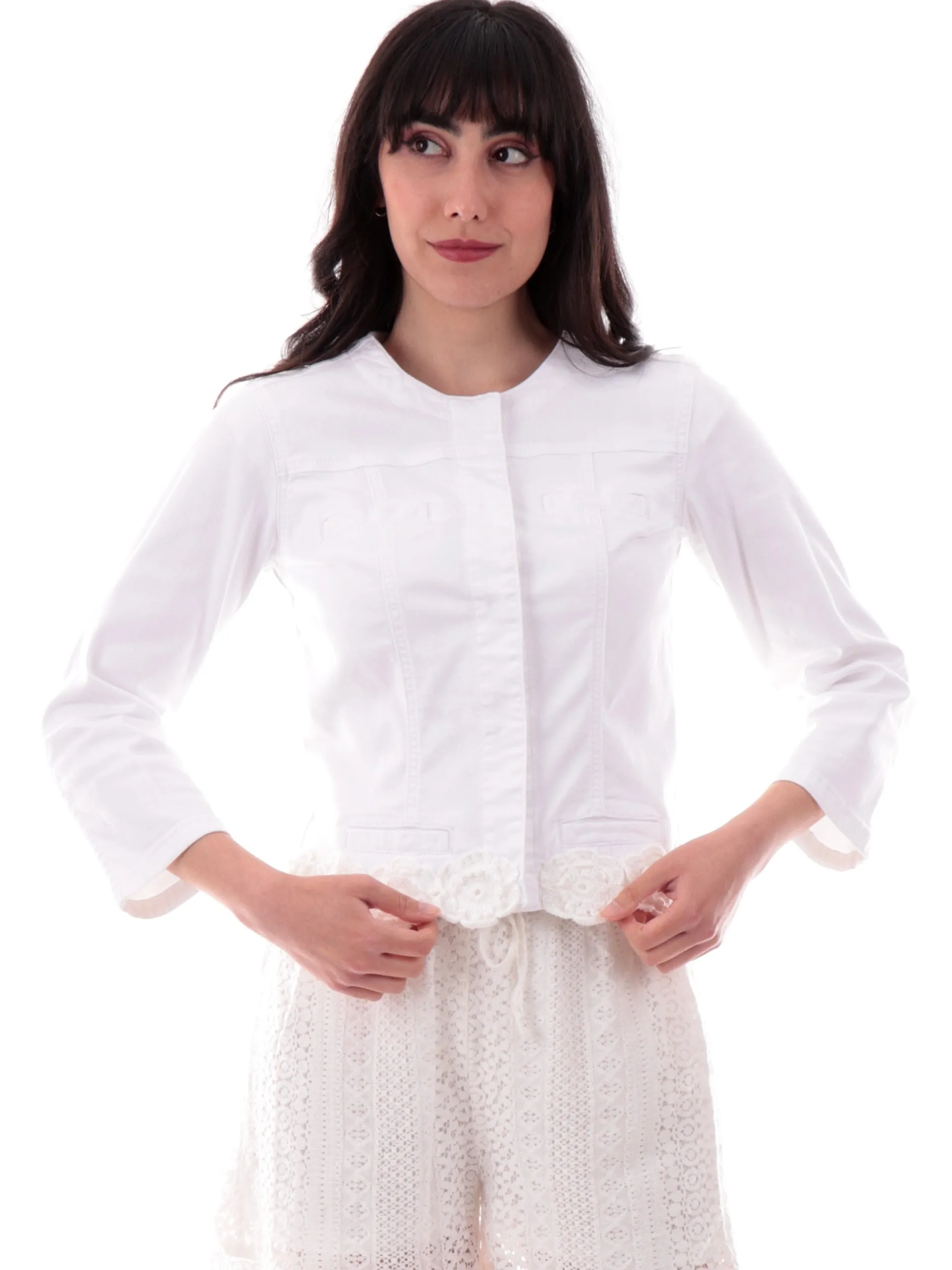 LIU JO MILANO Giacche*Giacca Liu Jo bianca da donna Kate con fiori macramè WA5456T4033M960