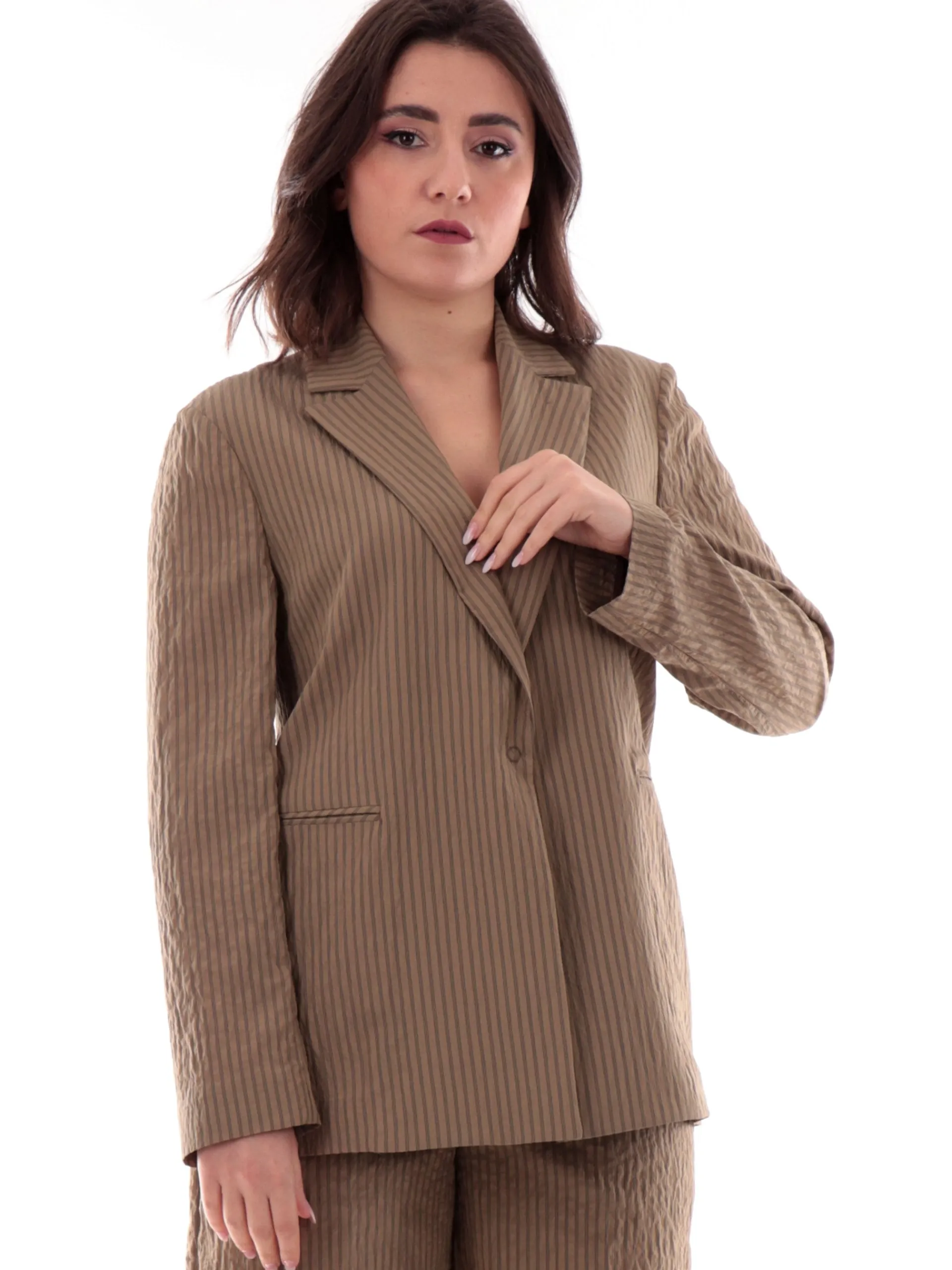 LIU JO MILANO Giacche*Giacca Liu Jo verde a righe da donna con cintura WA5400T4305