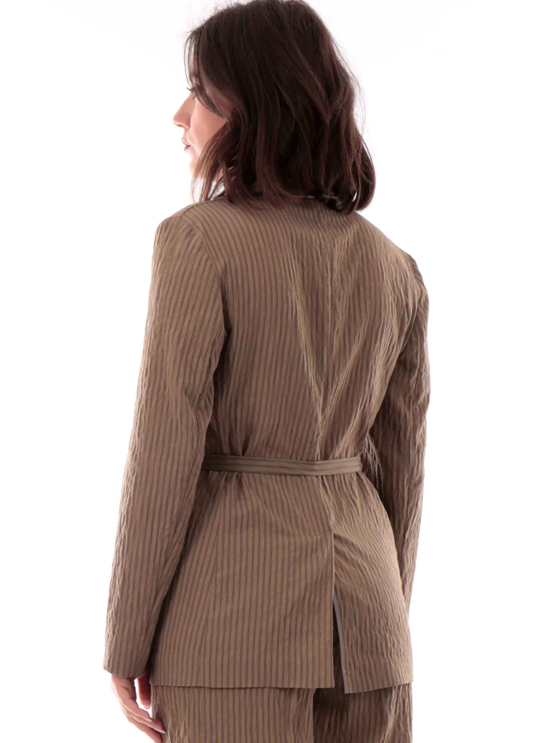 LIU JO MILANO Giacche*Giacca Liu Jo verde a righe da donna con cintura WA5400T4305