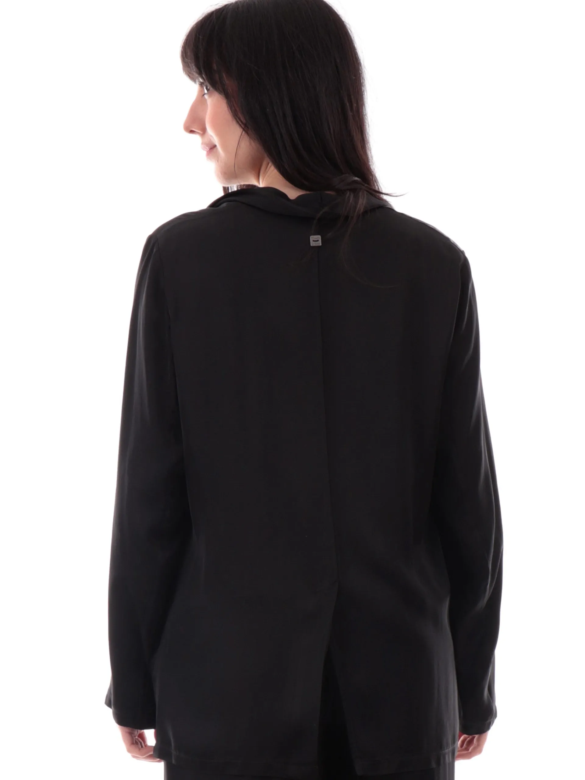 MANILA GRACE Giacche*Giacca nera da donna in raso Blazer Smoking G049VUMA