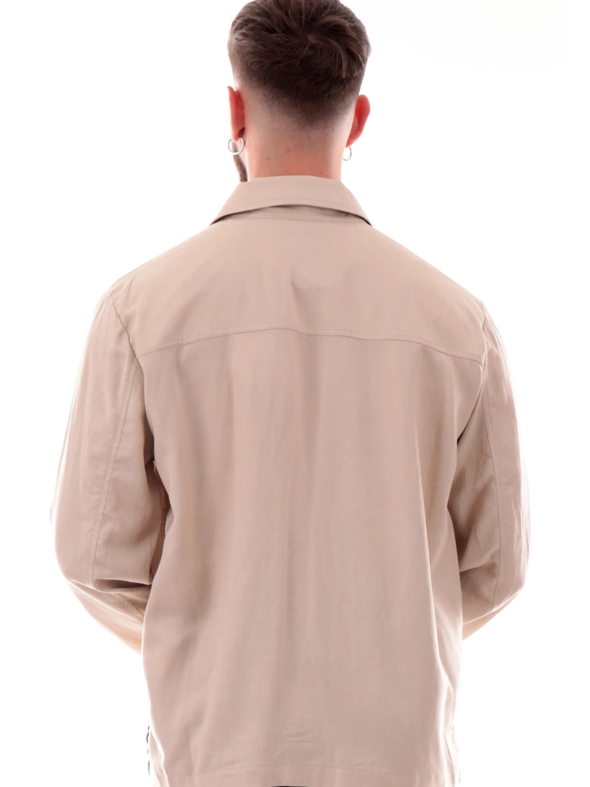 MARKUP Giacche*Giacca Beige da uomo con colletto e tasche modello safari Overshirt MK896185