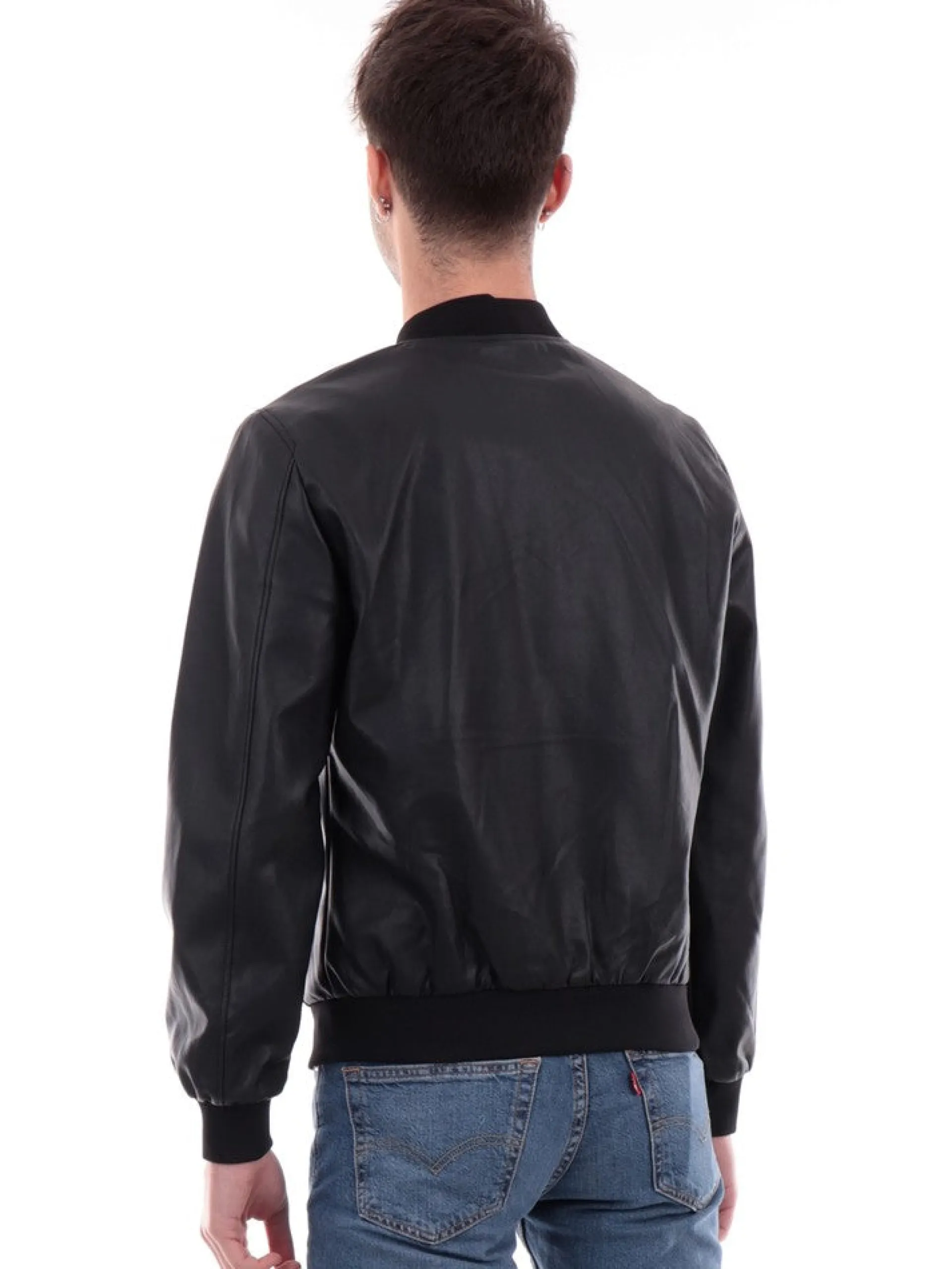 MARKUP Giubbini*Giacca nera da uomo Ecopelle MK14005