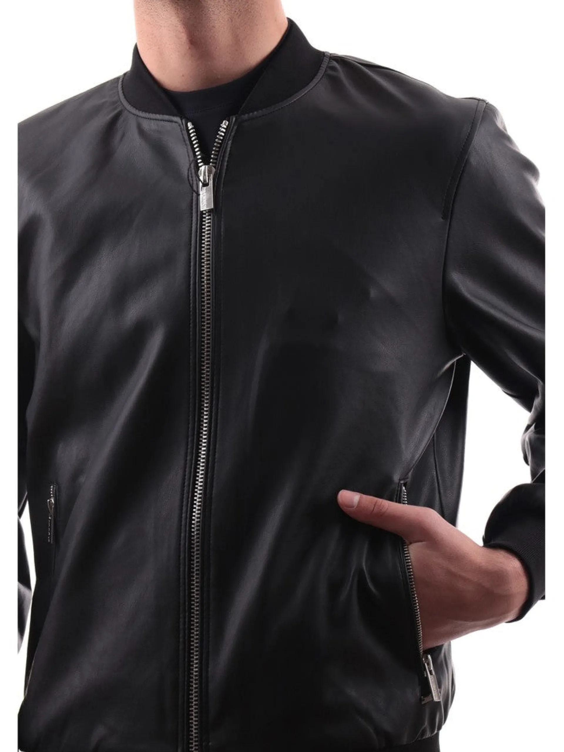 MARKUP Giubbini*Giacca nera da uomo Ecopelle MK14005