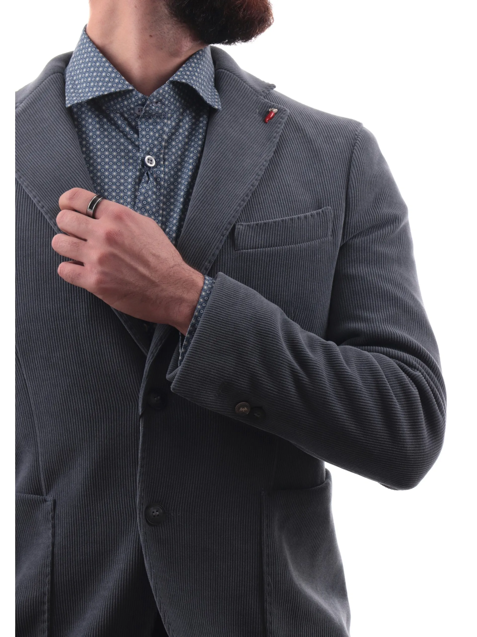 MULISH Giacche*Giacca grigia a costine da uomo Jersey MIKOSGKS802