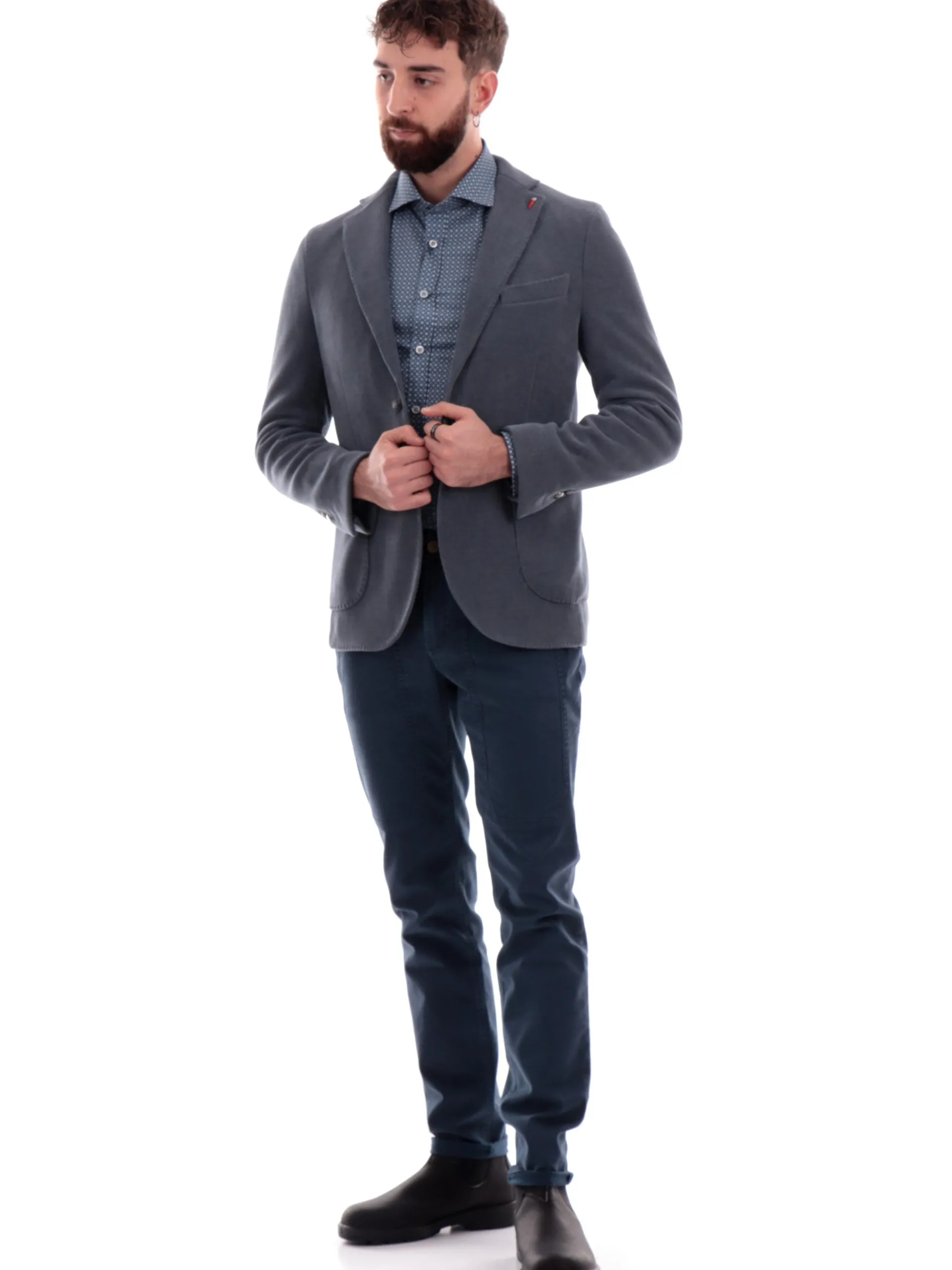 MULISH Giacche*Giacca grigia a costine da uomo Jersey MIKOSGKS802
