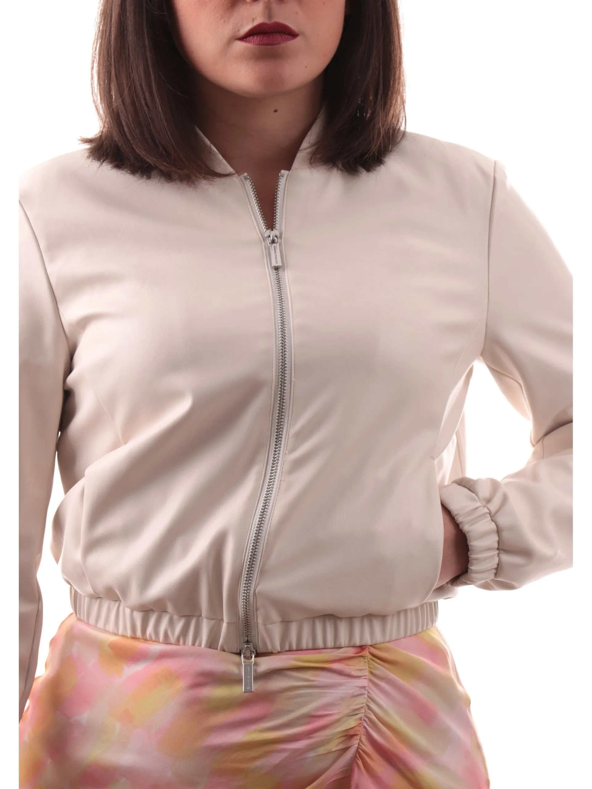 ARMANI EXCHANGE Giubbini*Giacca pelle AX crop beige da donna eco XW000419AF12807