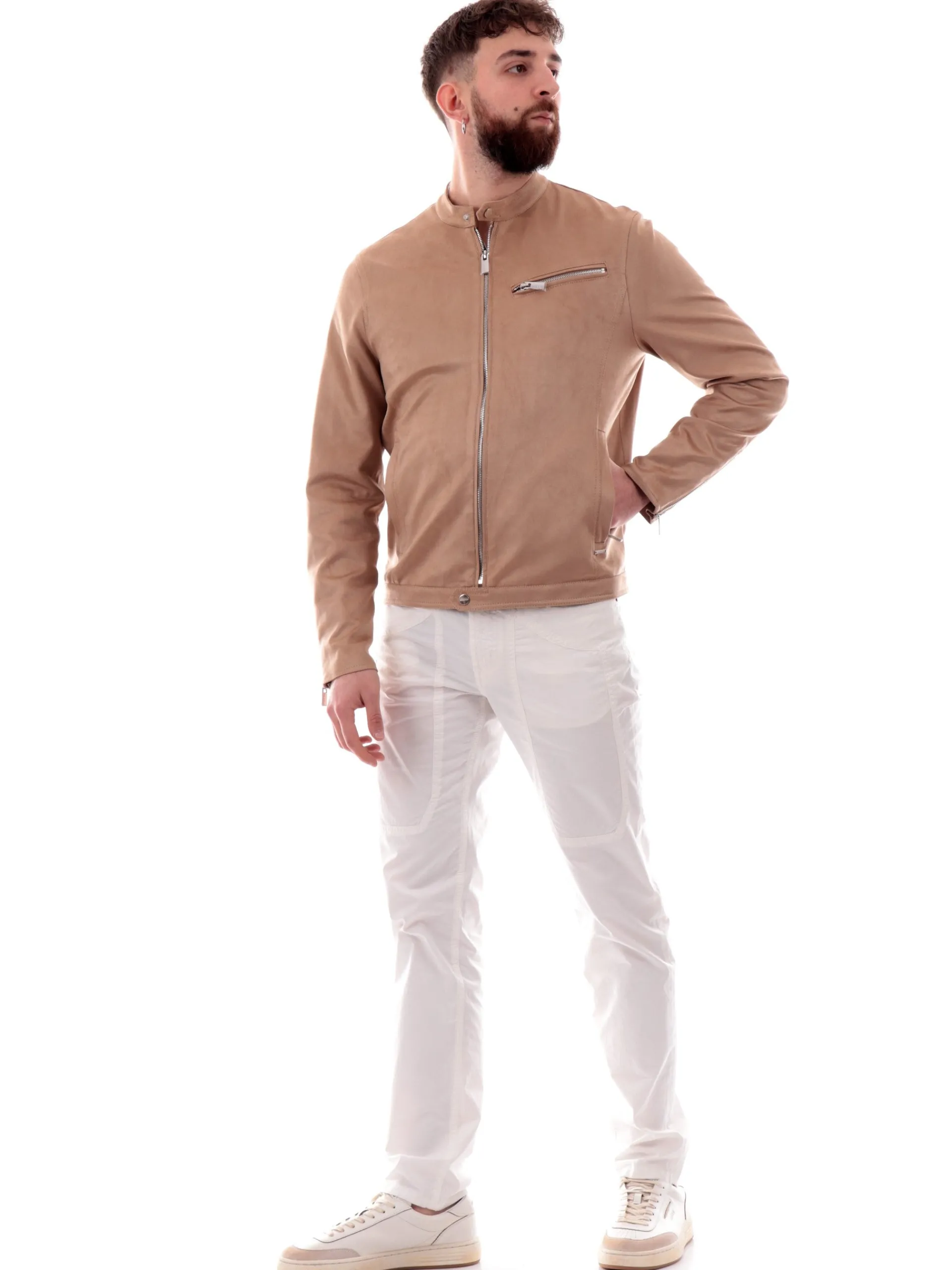 MARKUP Giubbini*Giacca pelle daino Mark Up beige da uomo eco MK894030