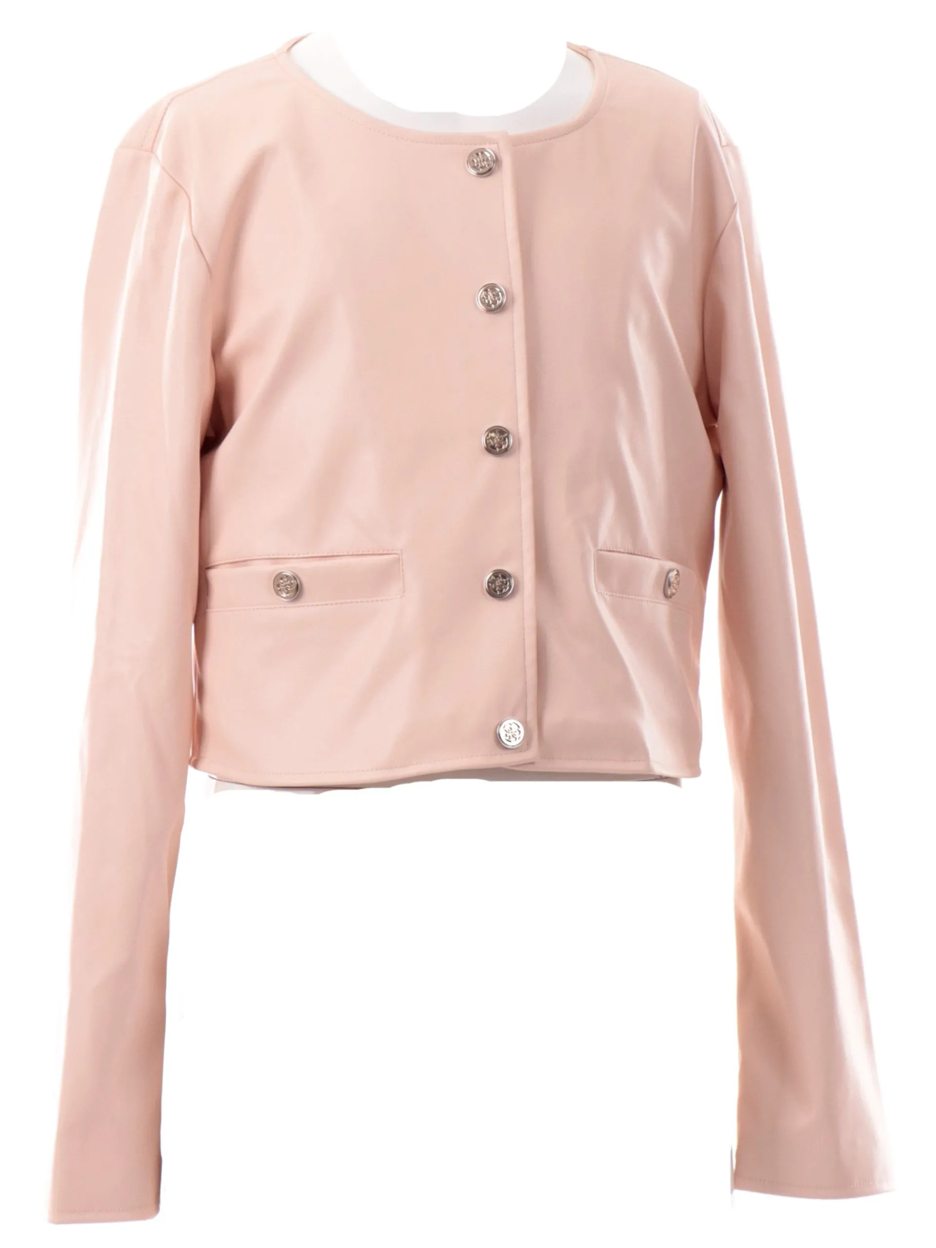 GUESS Capispalla*Giacca pelle rosa cipria da bambina Eco da cerimonia J5RL00WFV60