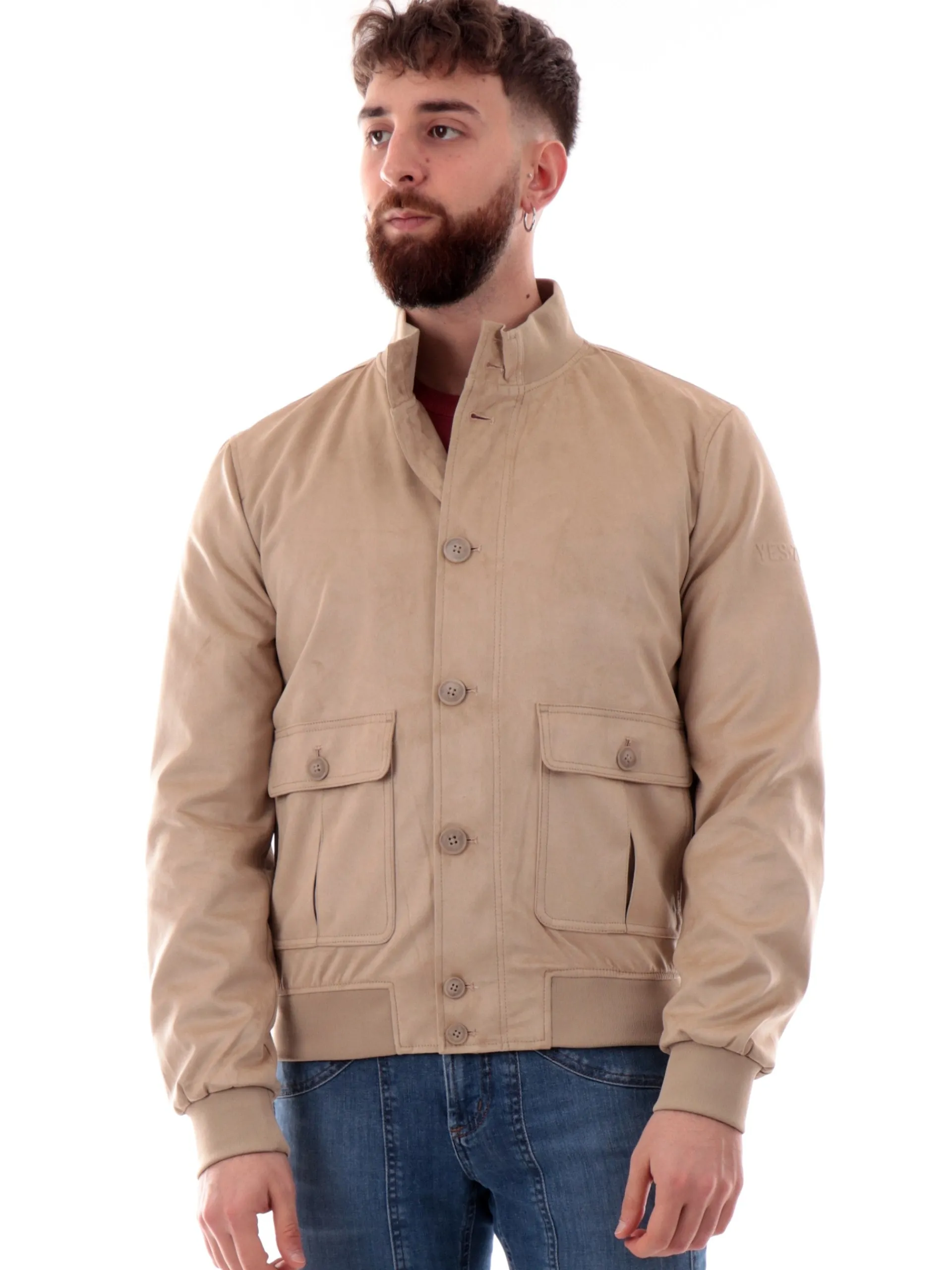 YES ZEE Giubbini*Giacca pelle marrone da uomo eco suede J519YI00
