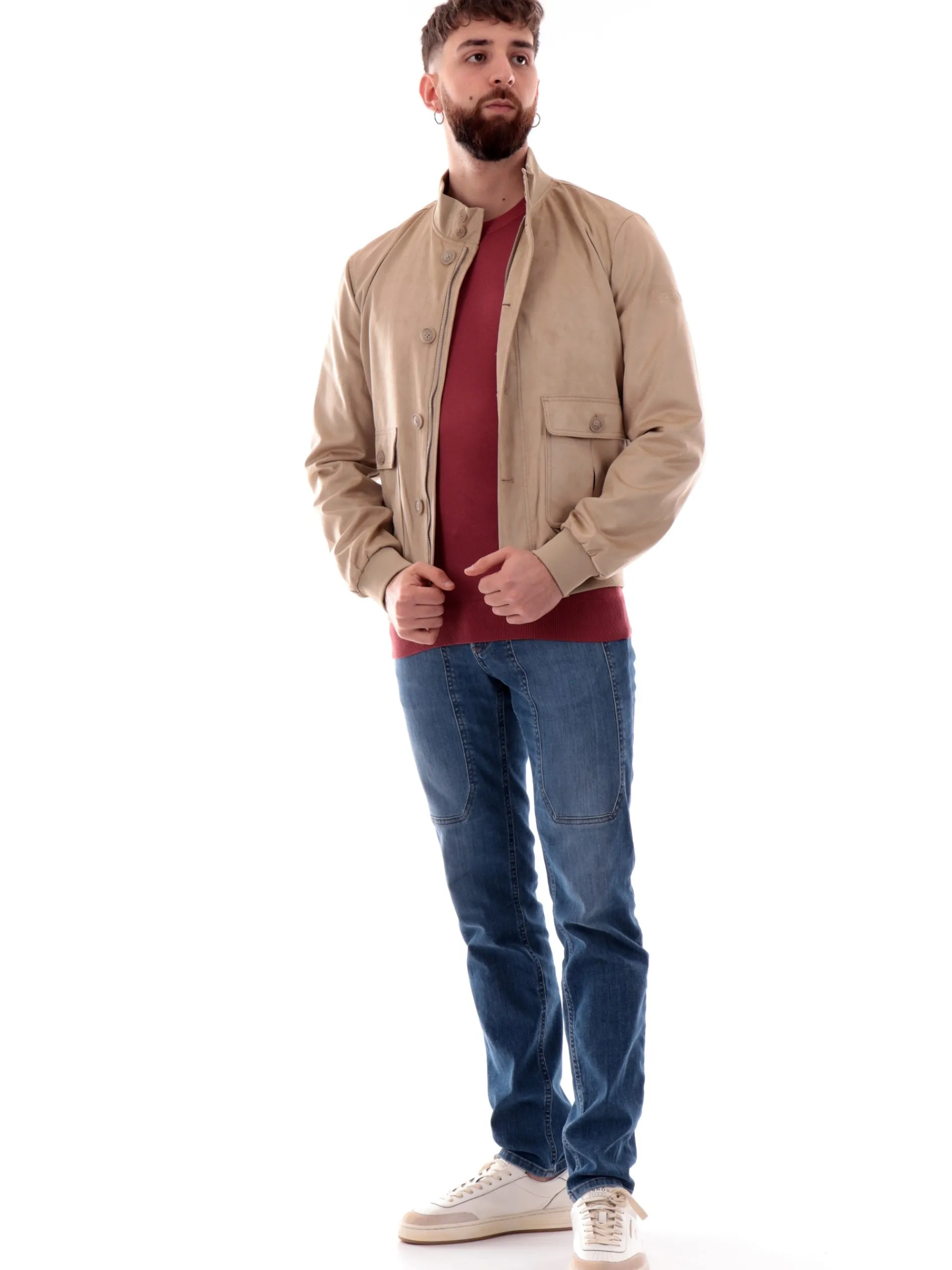 YES ZEE Giubbini*Giacca pelle marrone da uomo eco suede J519YI00