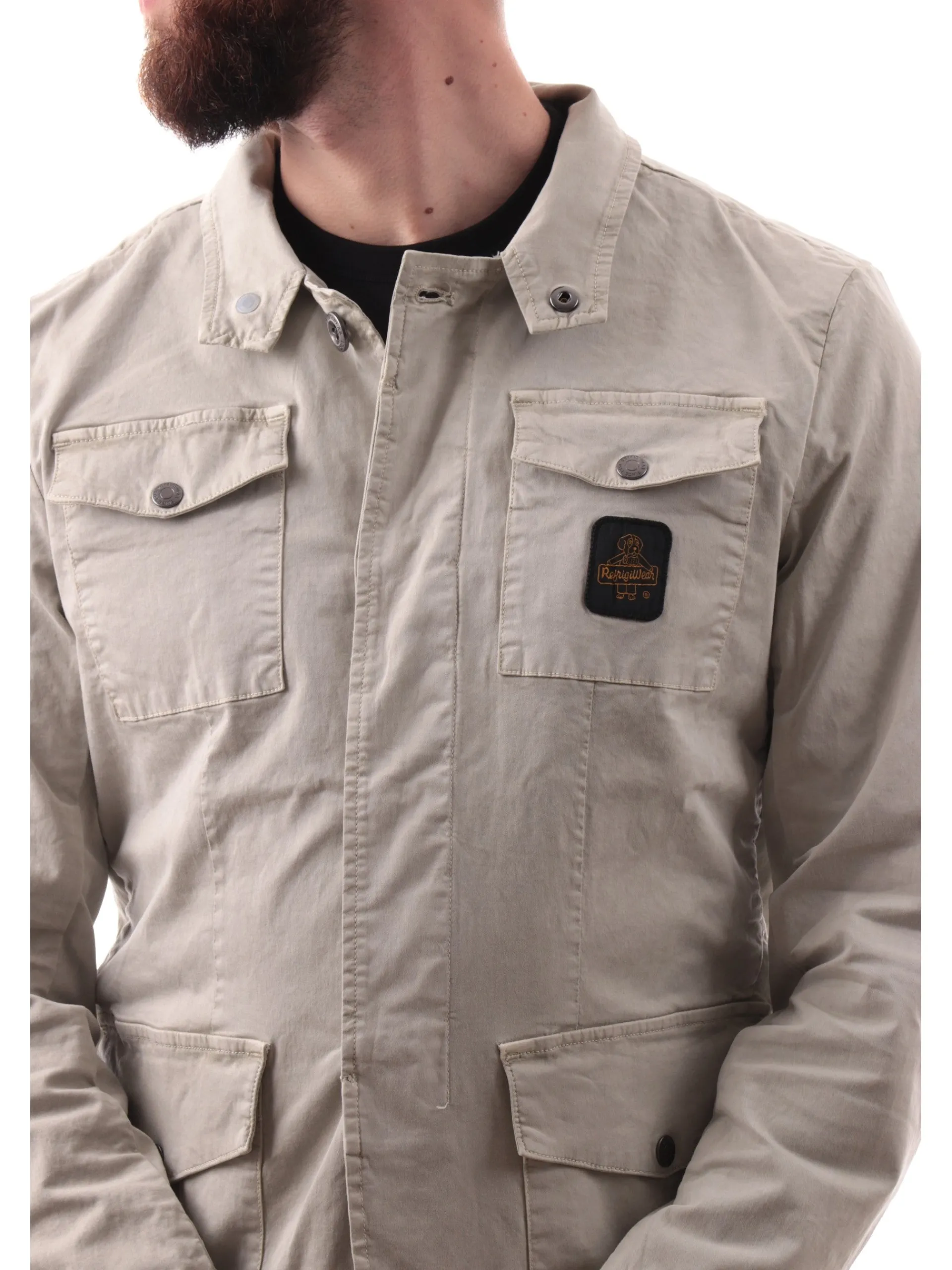 REFRIGIWEAR Giubbini*Giacca New Brent beige da uomo tecnica con tasconi G69208